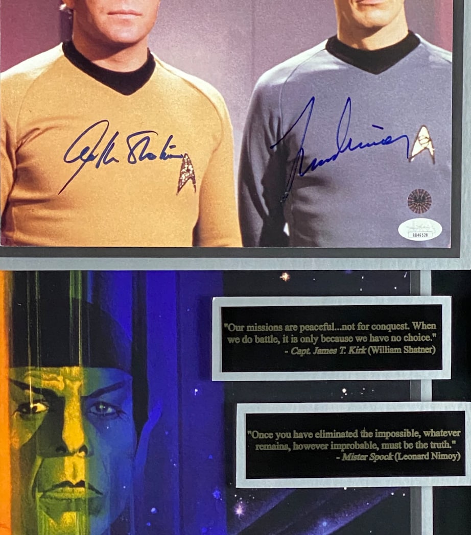 Leipzig Galleries Autographed Star Trek William Shatner and Leonard Nimoy Signed Movie Display Image 2