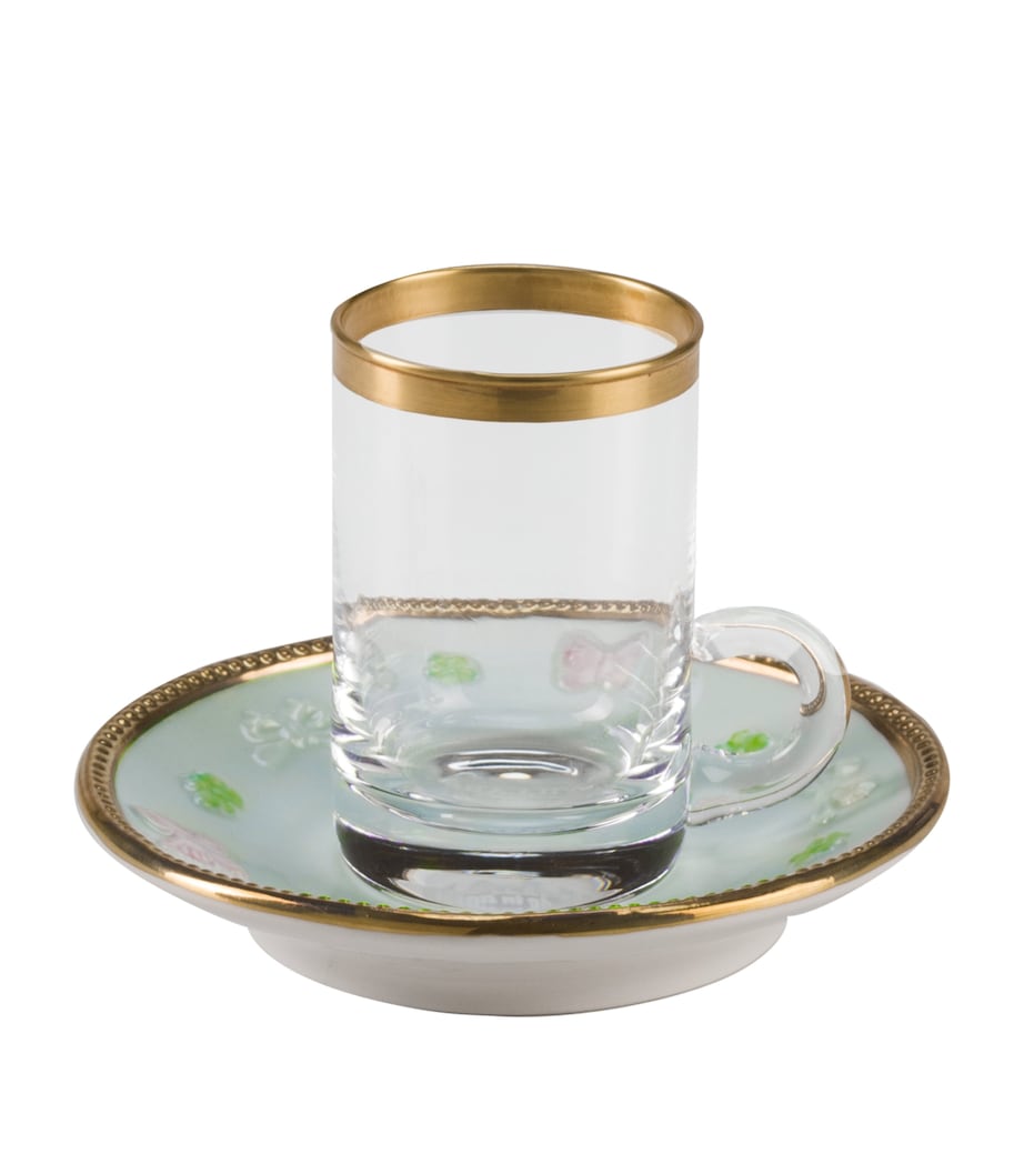 Blooming Butterfly Teacup and Saucer AQUAMARINE PINK GLD Image 1