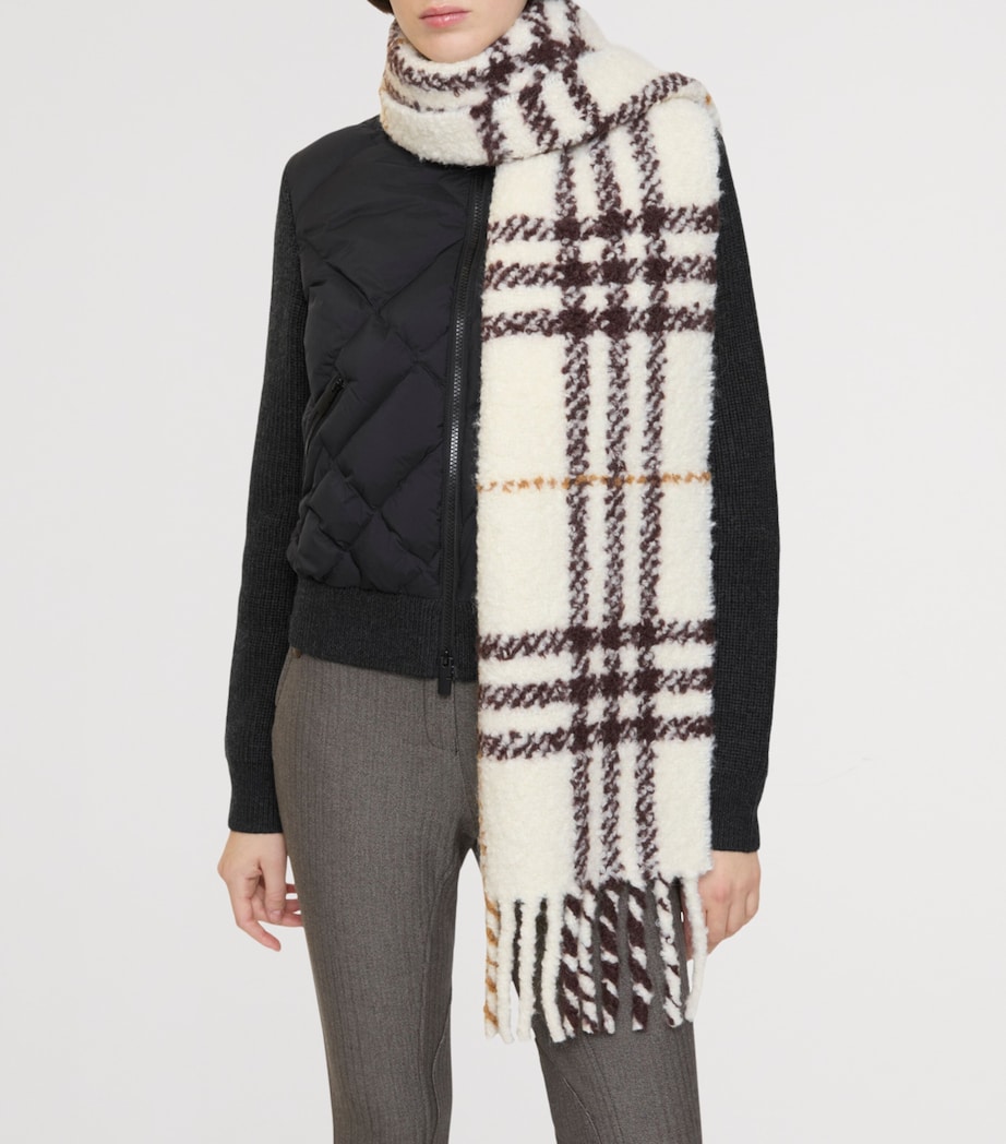 Alpaca-Wool Check Scarf PEBBLE WHITE Image 2