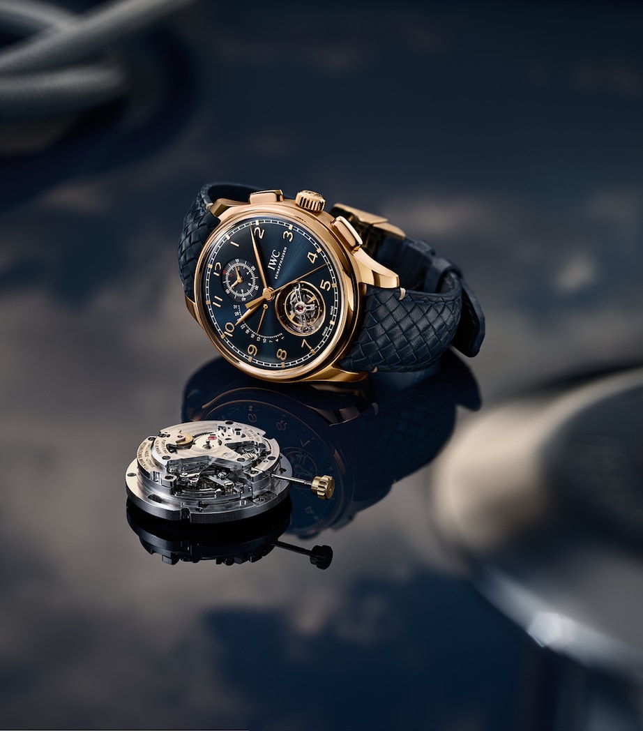 Armor Gold Portugieser Tourbillon Rétrograde Chronograph Watch 43.5cm BLUE Image 3