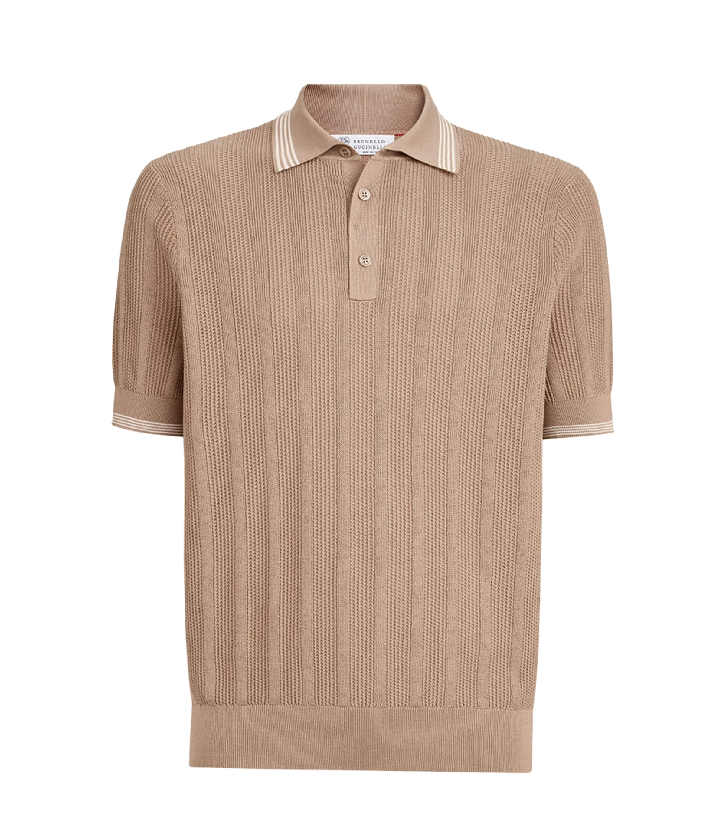 Brunello Cucinelli Mens Cotton Rib-Knit Polo Shirt Image 1