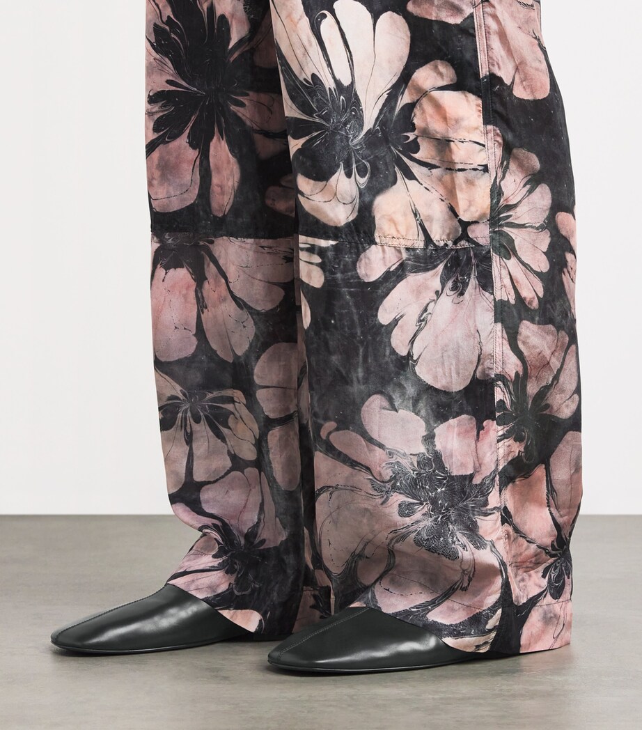 Leather Square-Toe Mules BLACK Image 2