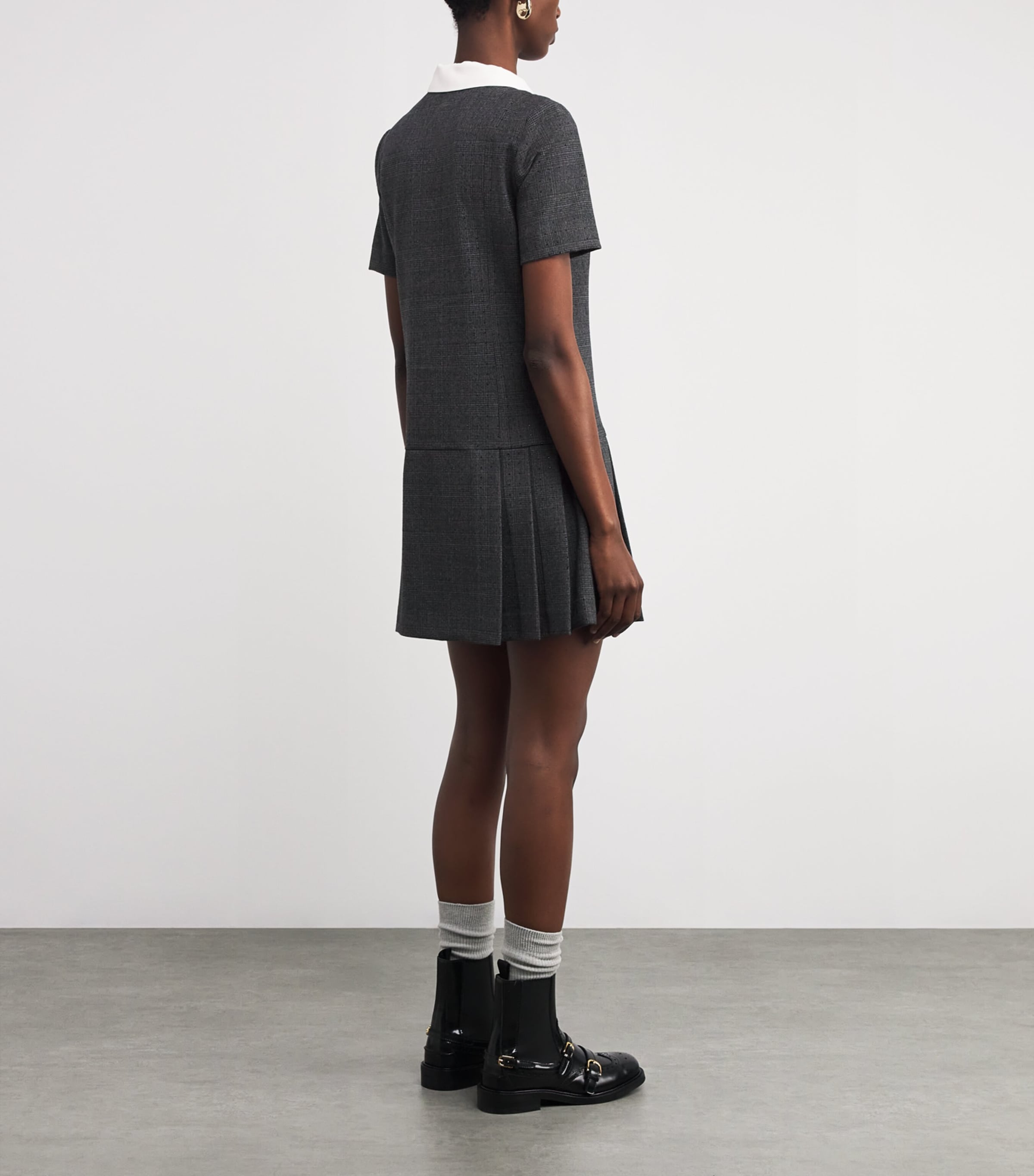 Tweed Embellished Mini Dress GREY / BROWN Image 3