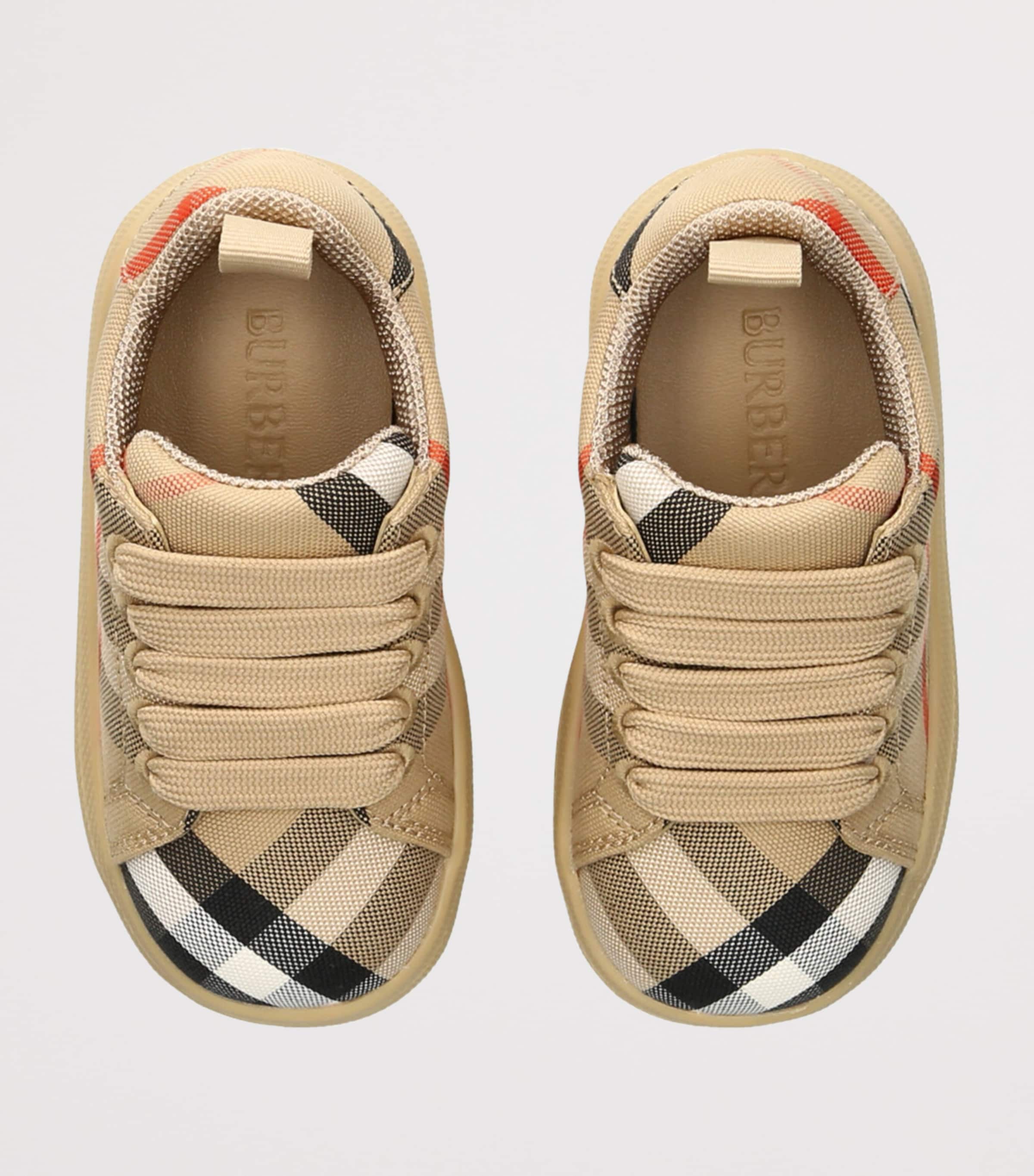 Burberry Kids Beige Cotton Check Sneakers | Harrods US