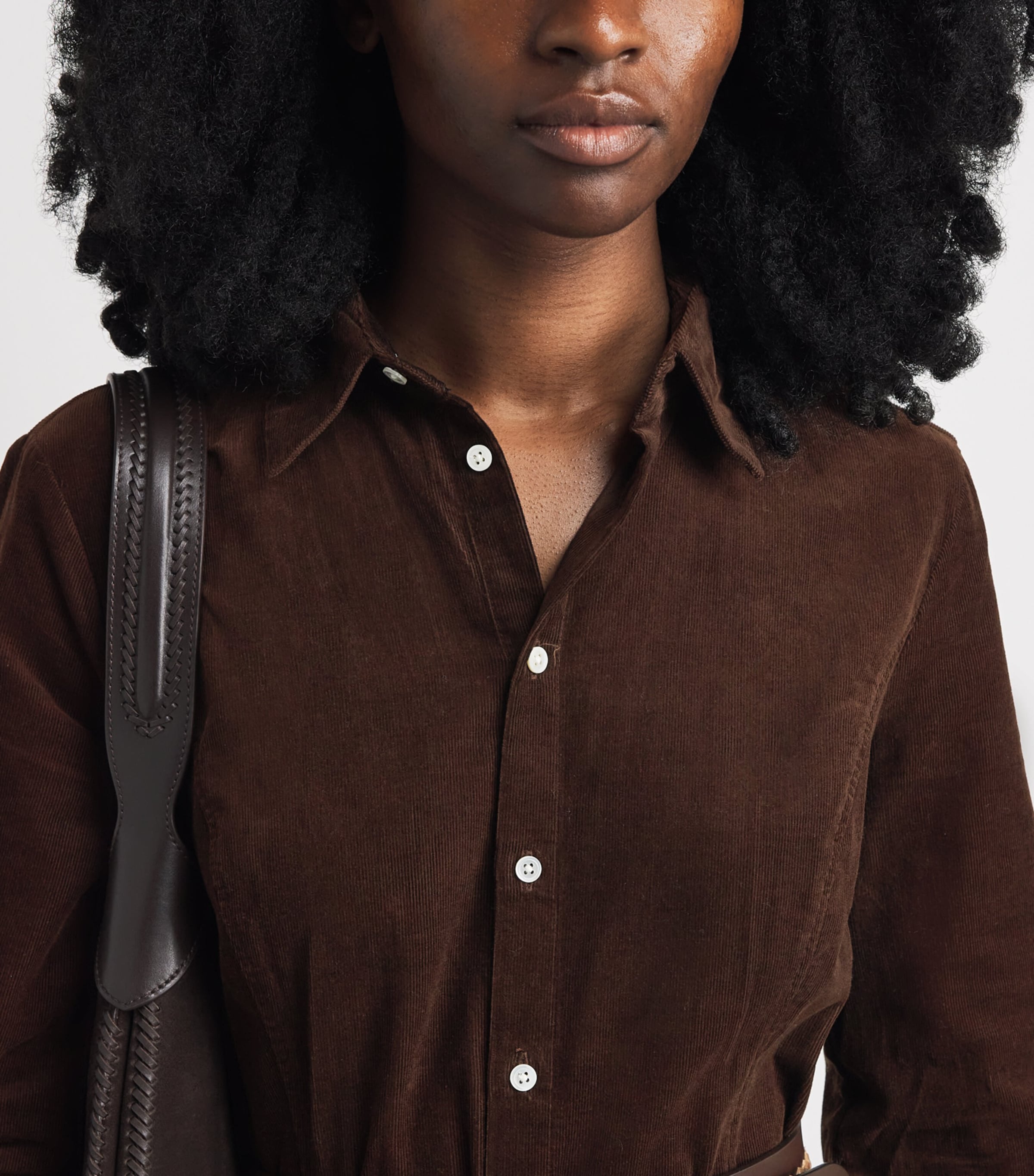 Polo Ralph Lauren Womens Cotton Corduroy Midi Shirt Dress Brown Image 3
