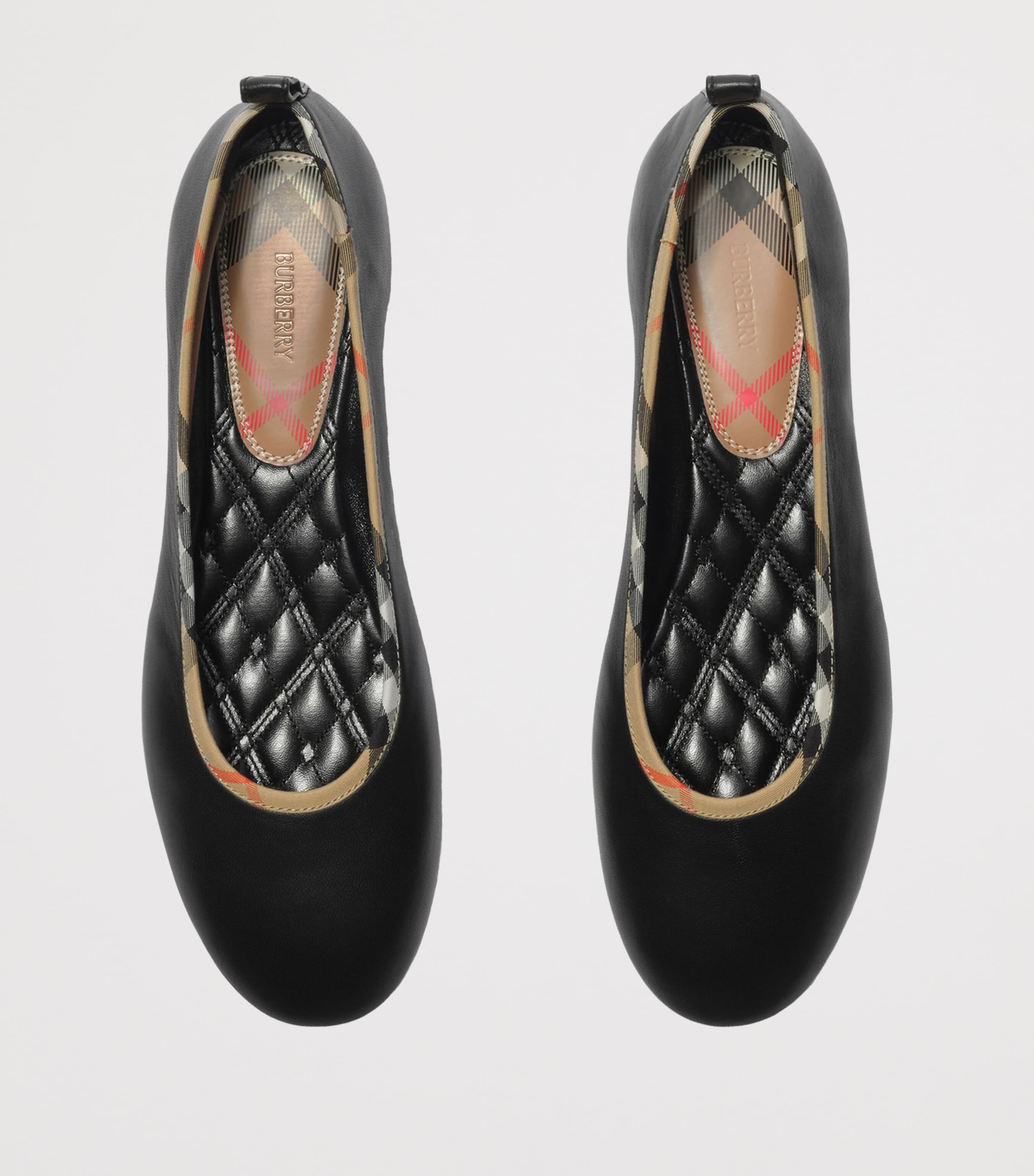 Burberry Leather Check-Trim Robin Ballet Flats Black Image 4