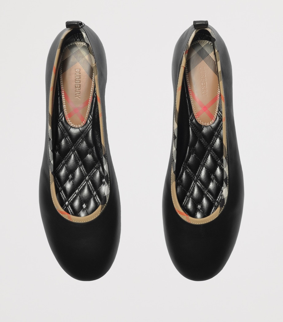 Burberry Leather Check-Trim Robin Ballet Flats Black Image 4