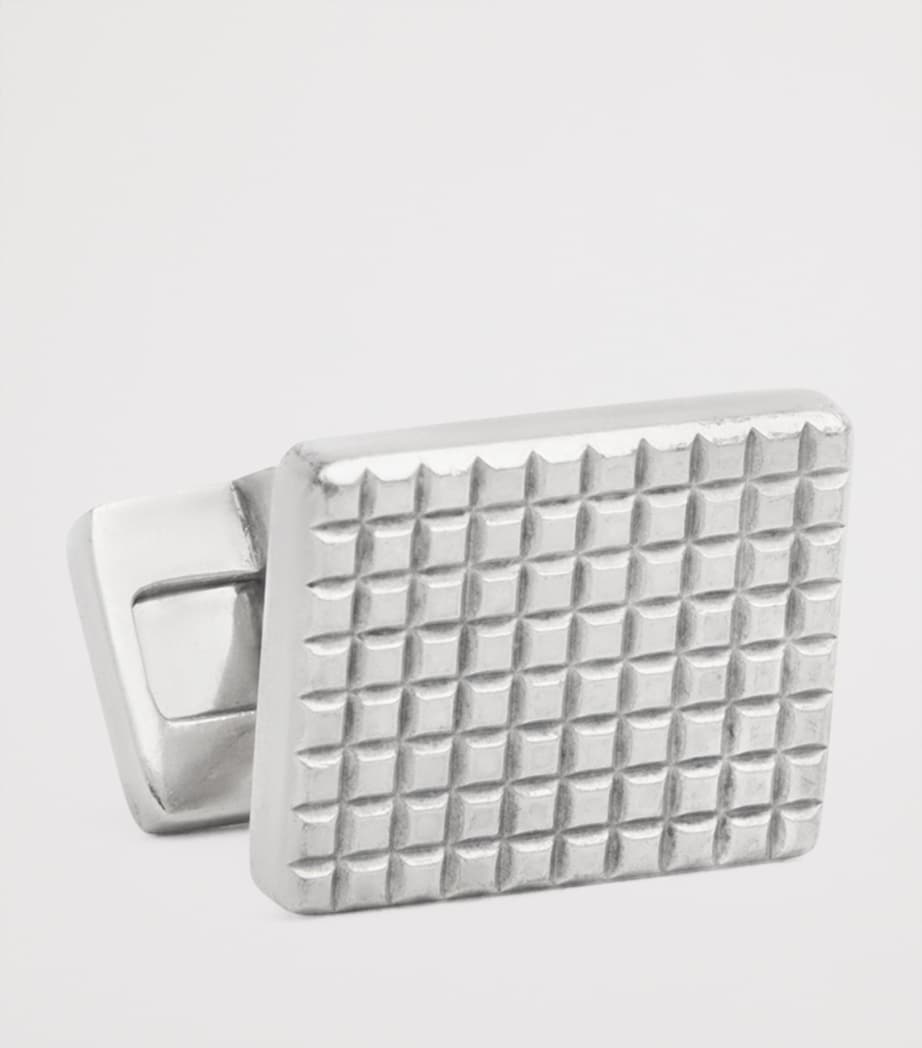 Silver Hobnail and Reed Tile Cufflinks 040SILVER Image 2
