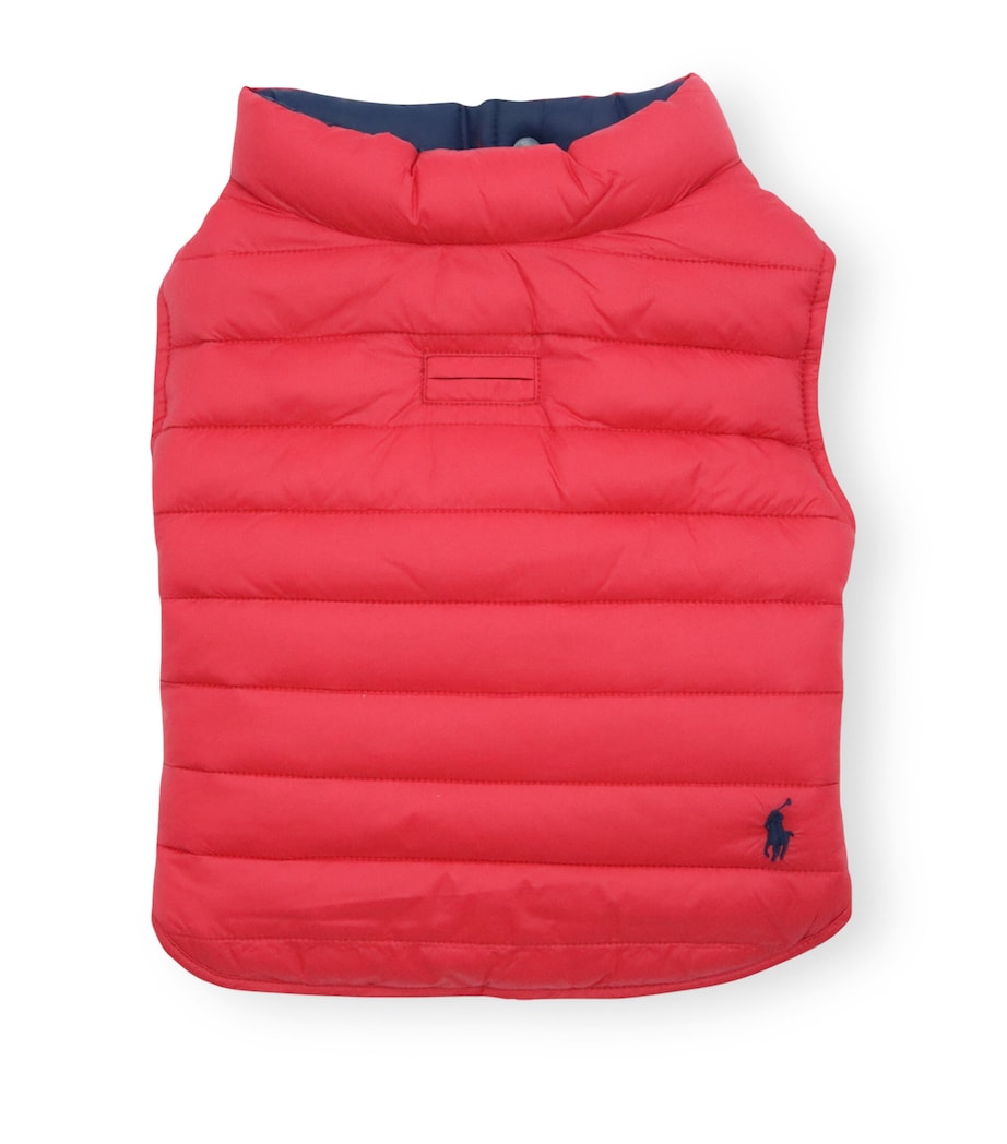 Reversible Puffer Dog Jacket (M) RED/HUNTER NAVY Image 2