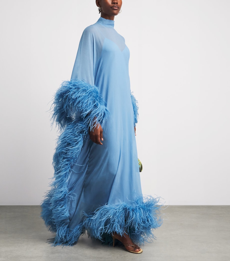 Taller Marmo Womens Silk Casta Spirito Kaftan Maxi Dress Powder Blue Image 2
