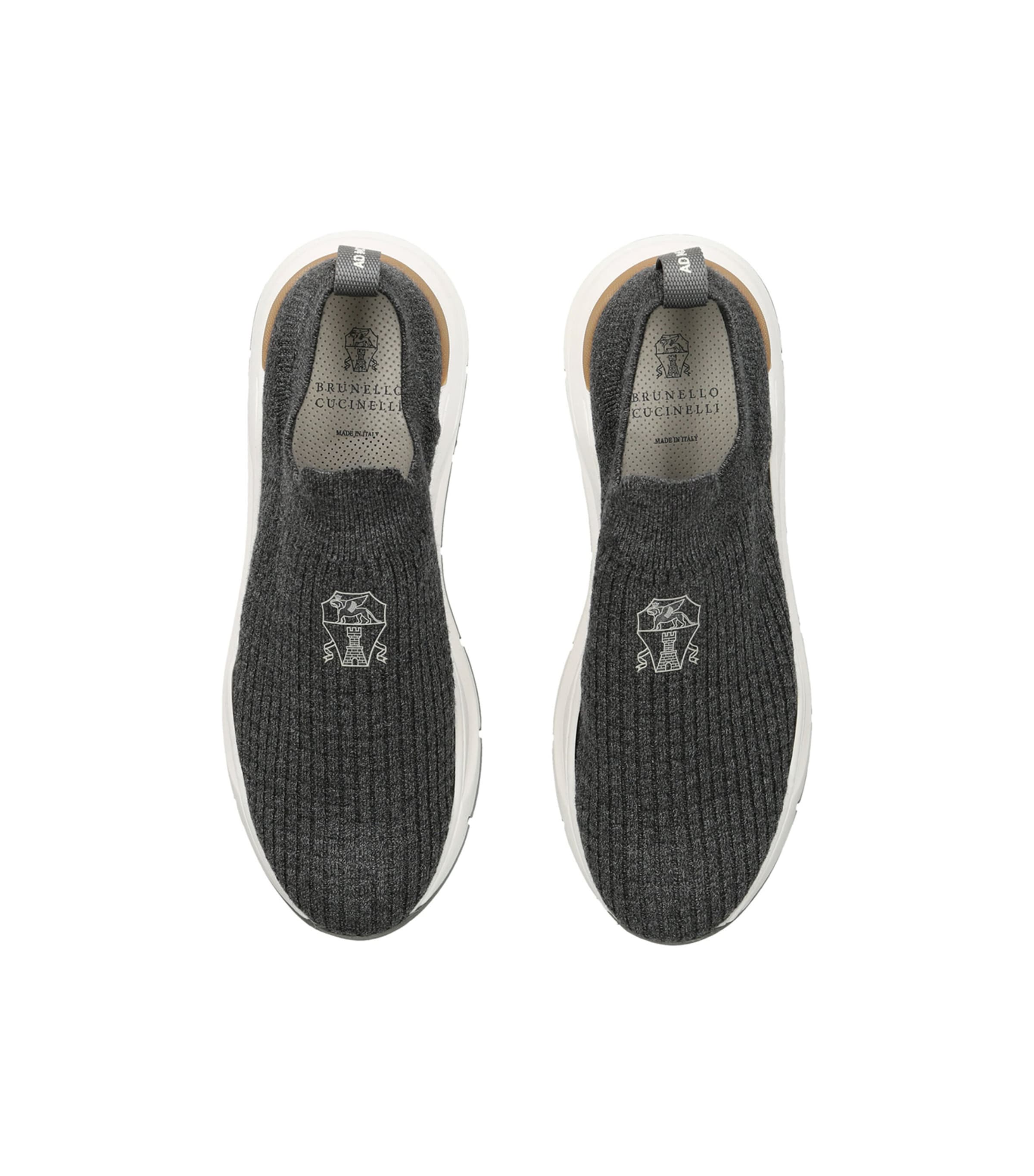 Brunello Cucinelli Kids Knitted Slip-On Sneakers Grey Image 3