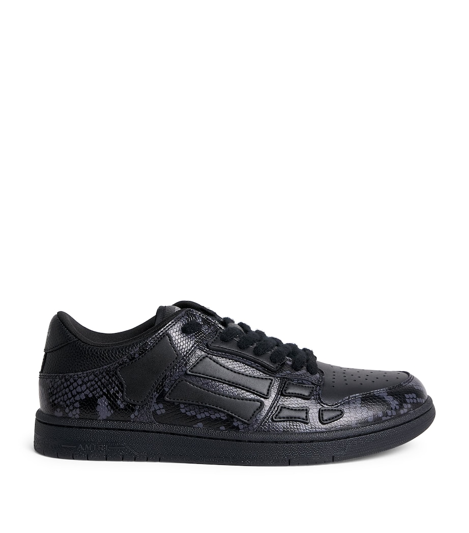 AMIRI Leather Python-Print Skel Top Low Sneakers Black Image 1