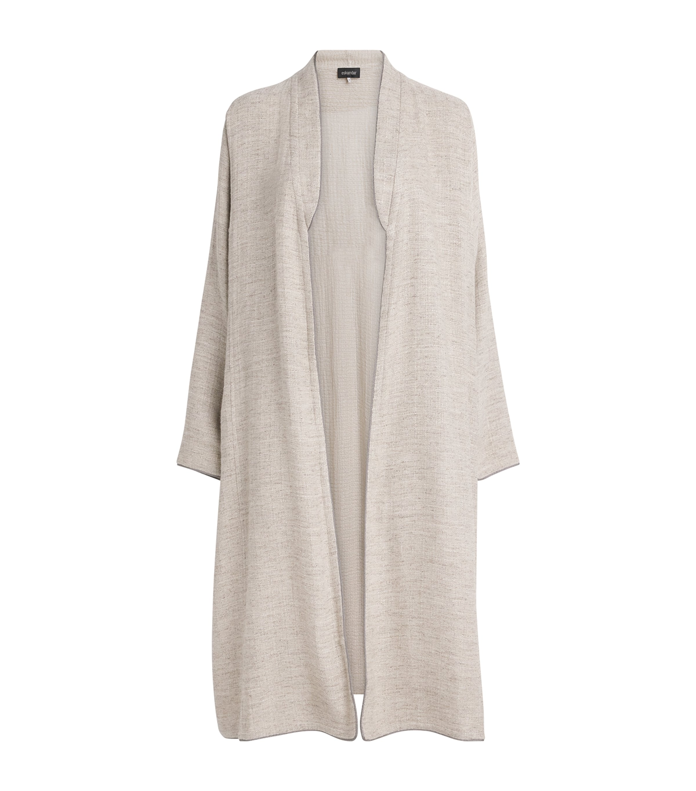 Eskandar Linen-blend Longline Cardigan In Neutral