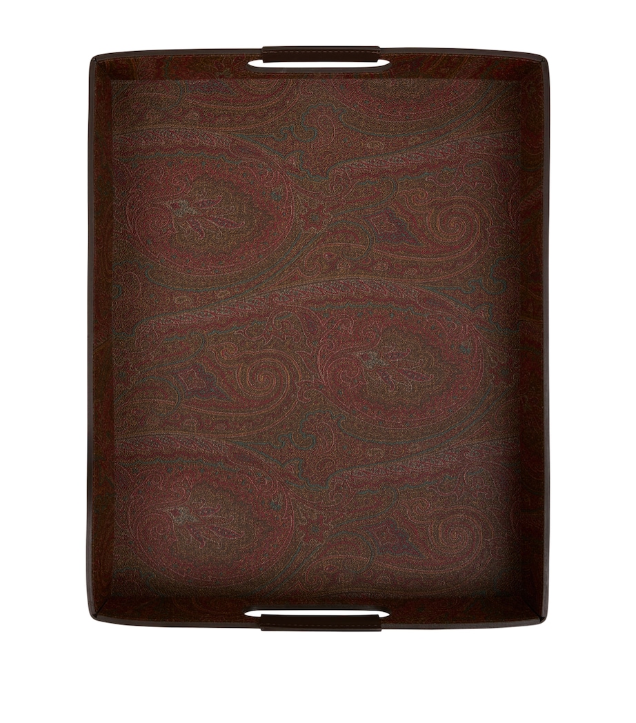 Cotton-Blend and Leather Arnica Rectangular Tray RED Image 2