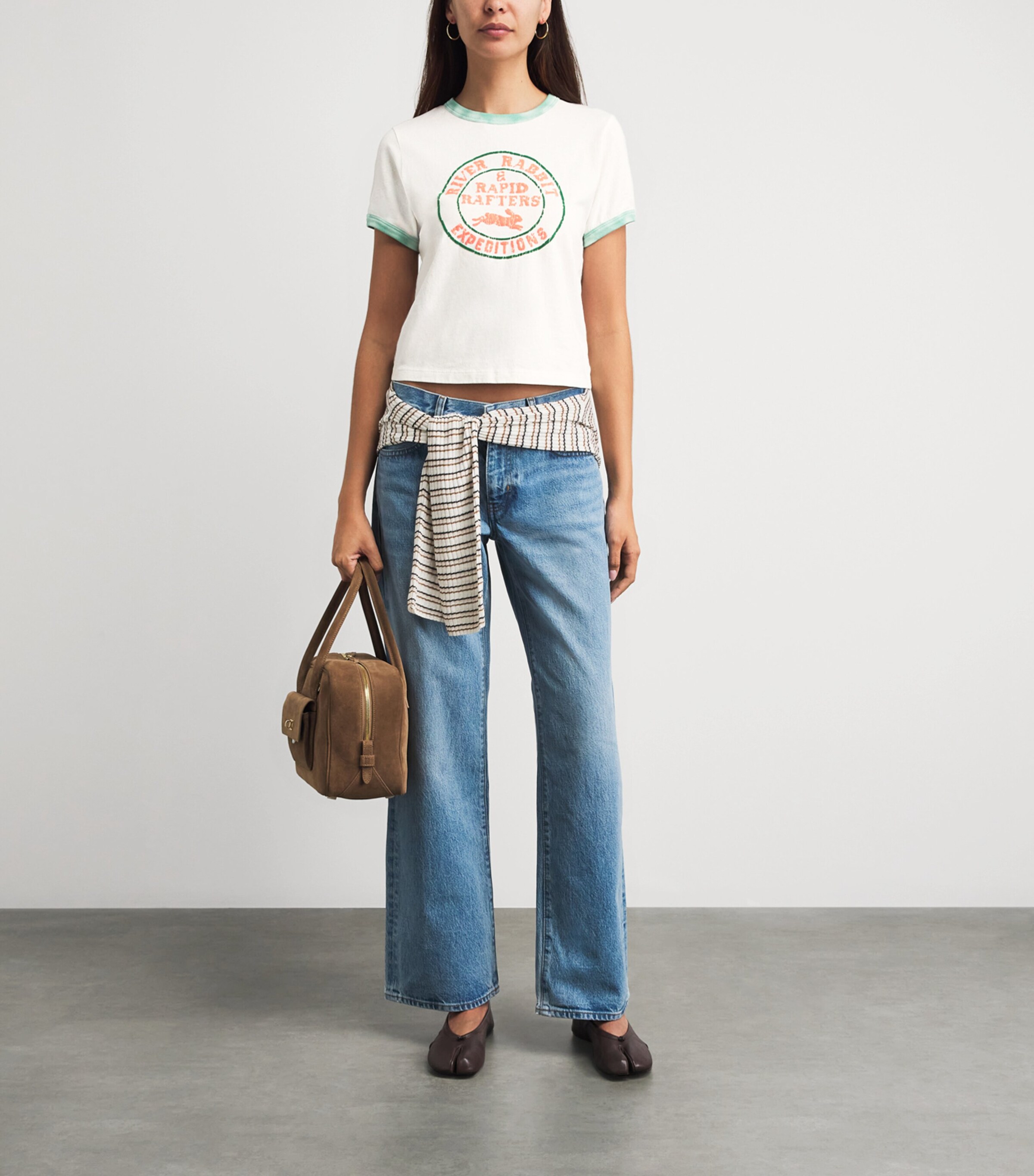 MOTHER Womens Cotton Itty Bitty Graphic T-Shirt Rvb River Rabbi Image 2