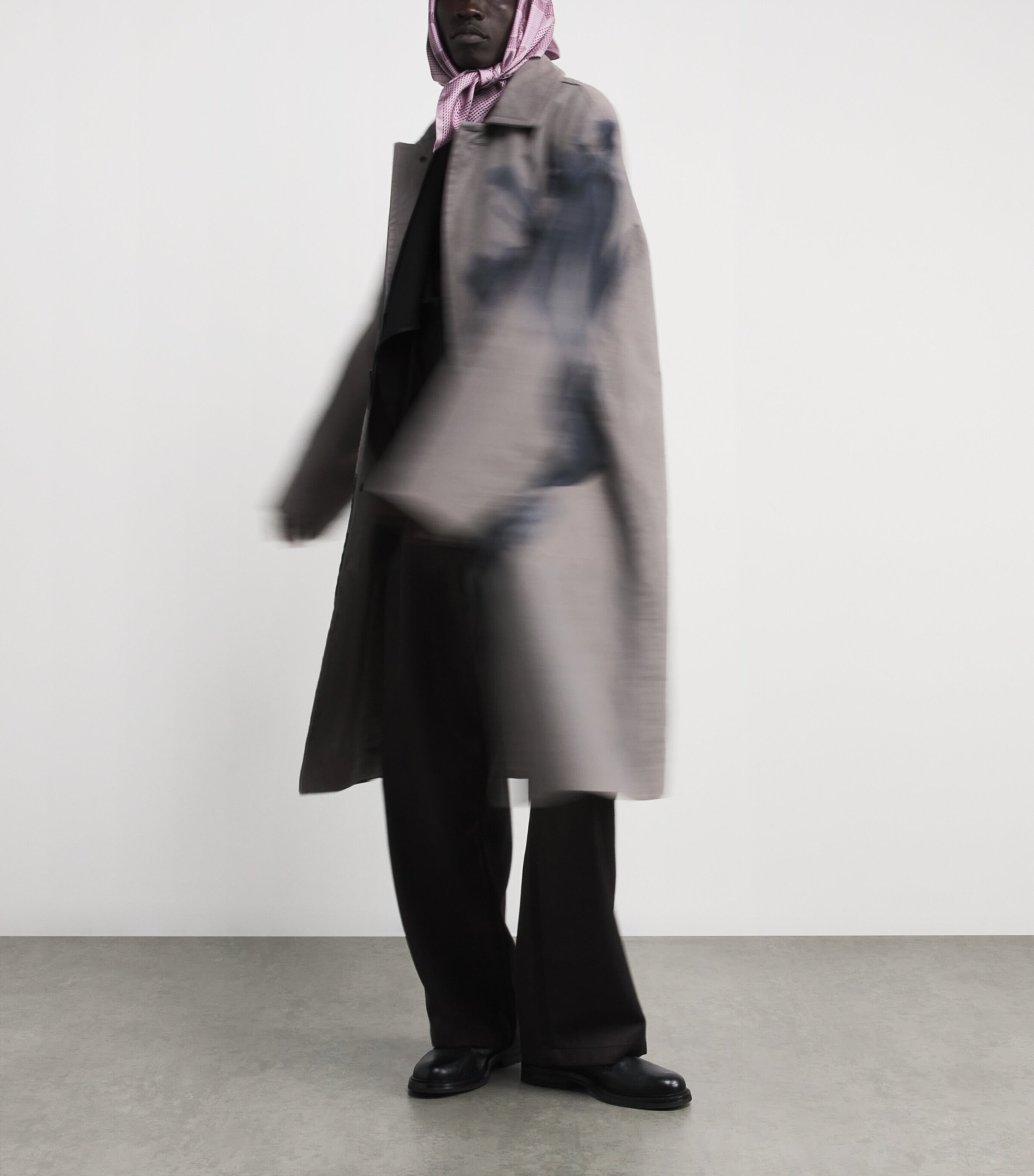 Cotton Floral Print Overcoat GREY Image 6