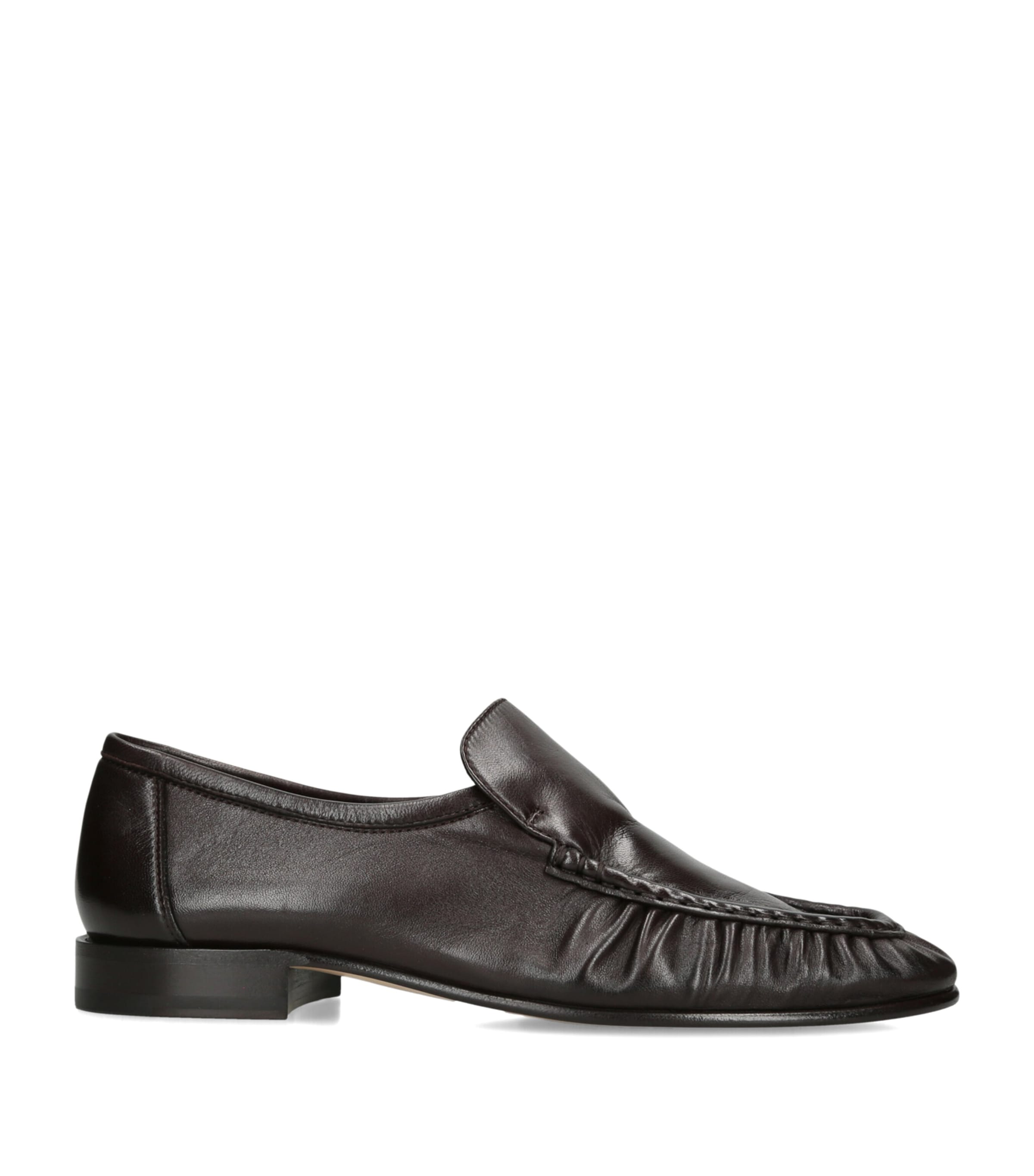 The Row Soft Moccasin Two Leather Loafers Dark Brown Image 1