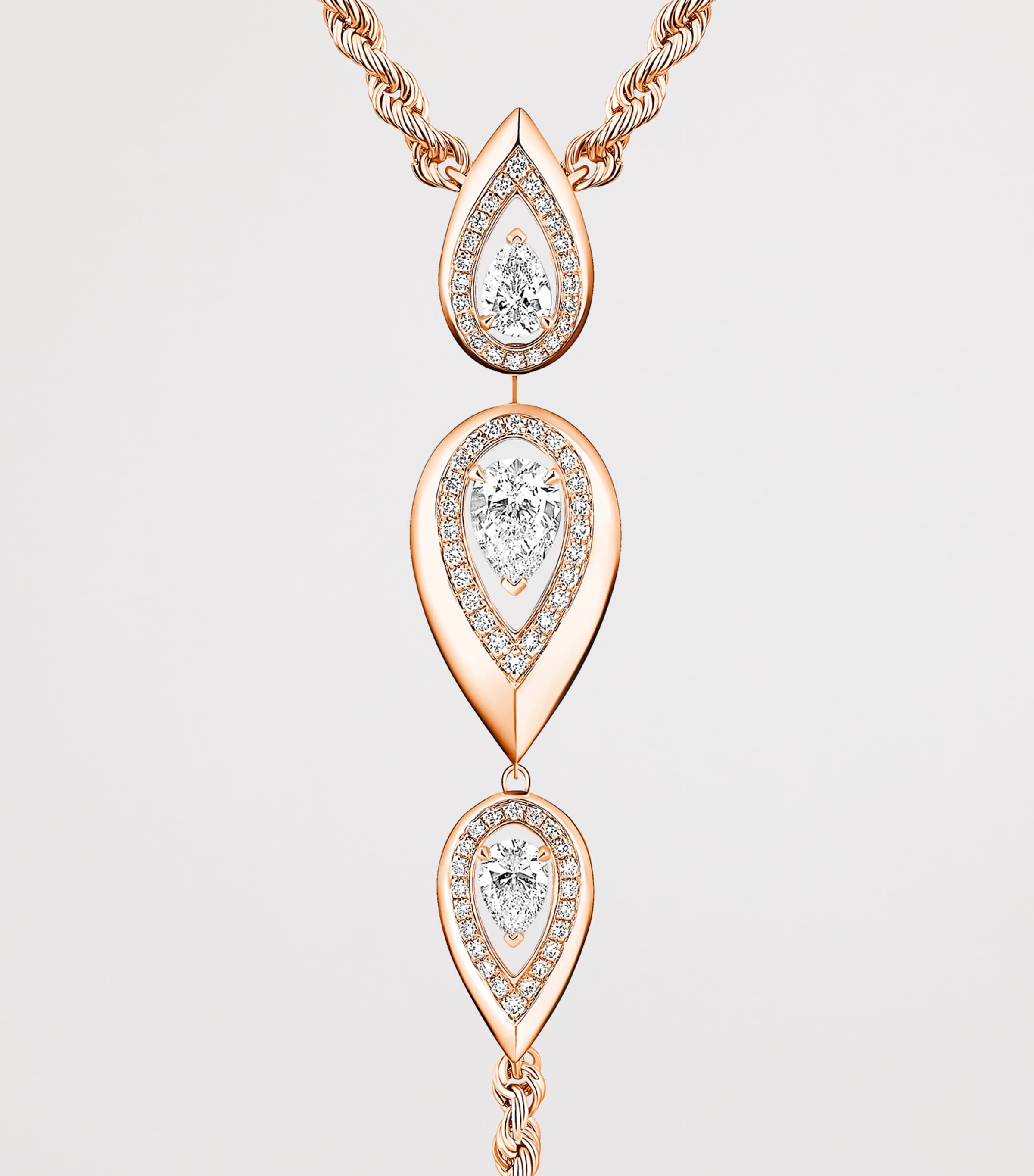 Messika Fiery Pink Gold and Diamond Tie Necklace Pink Gold Image 3