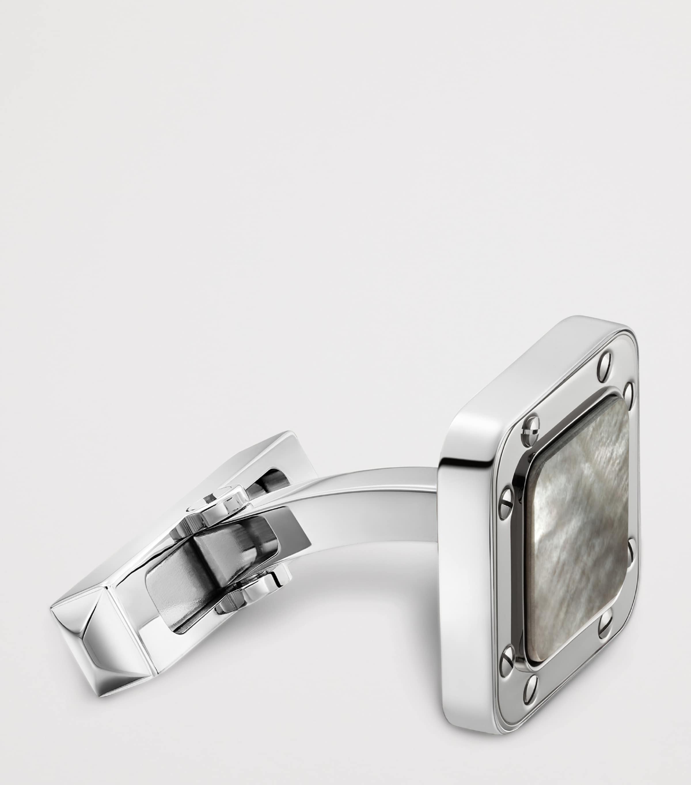 Cartier Sterling Silver and Mother-of-Pearl Santos de Cartier Cufflinks Silver Image 3