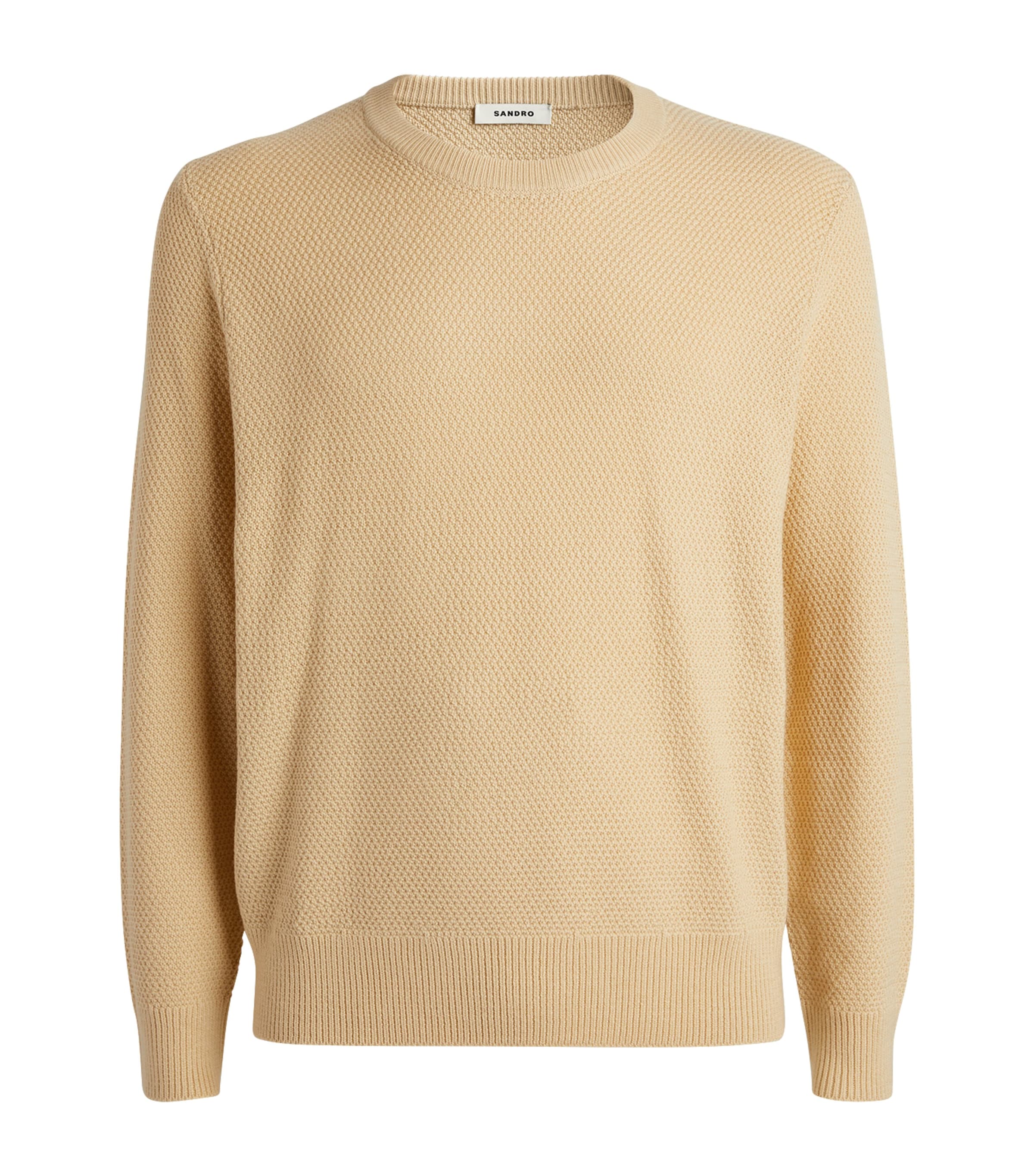 Shop Sandro Crew-neck Sweater In Beige