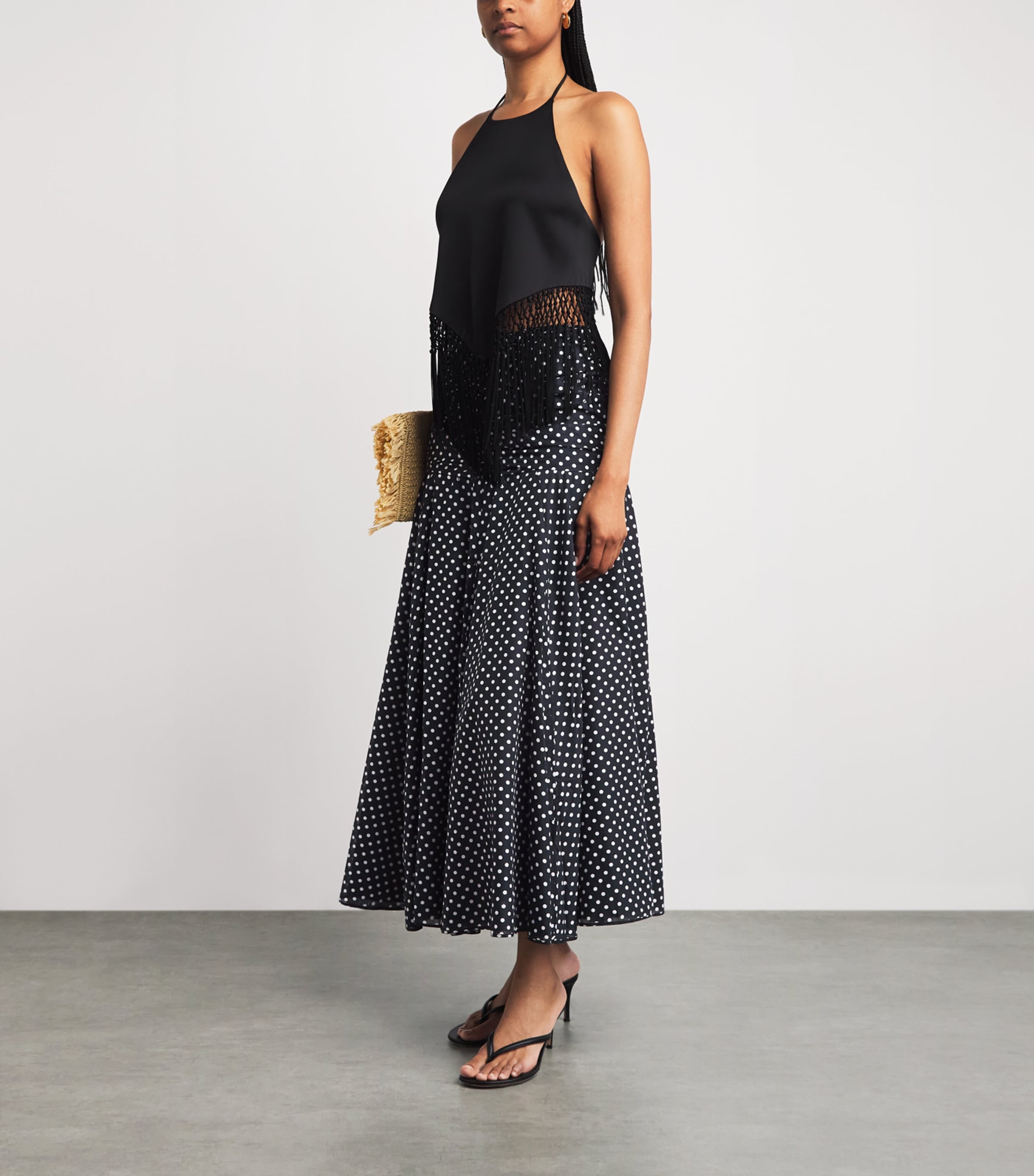 Charo Ruiz Ibiza Womens Polka Dot Senda Maxi Skirt Black Dots Image 2
