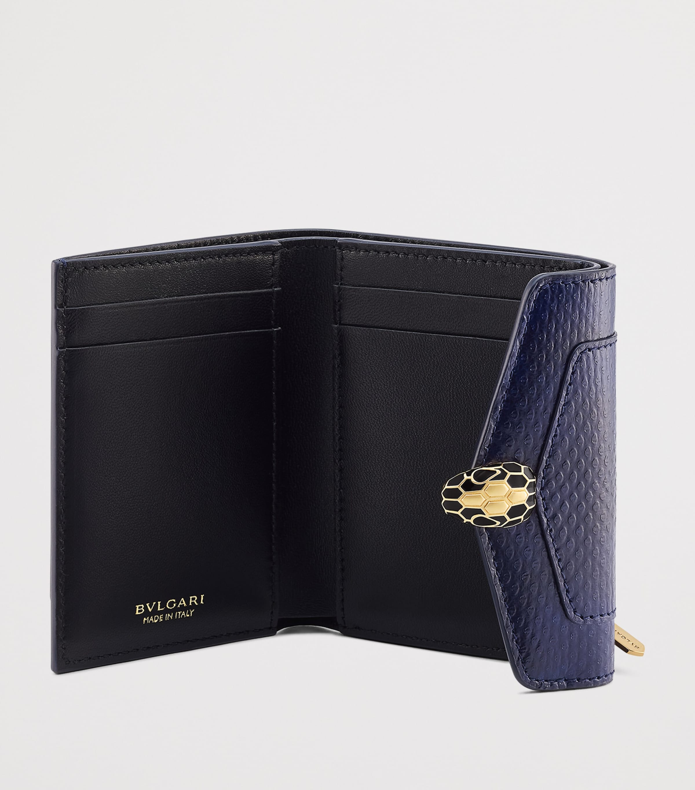 Karung Leather Serpenti Forever Compact Wallet BLUE MEDIUM Image 2