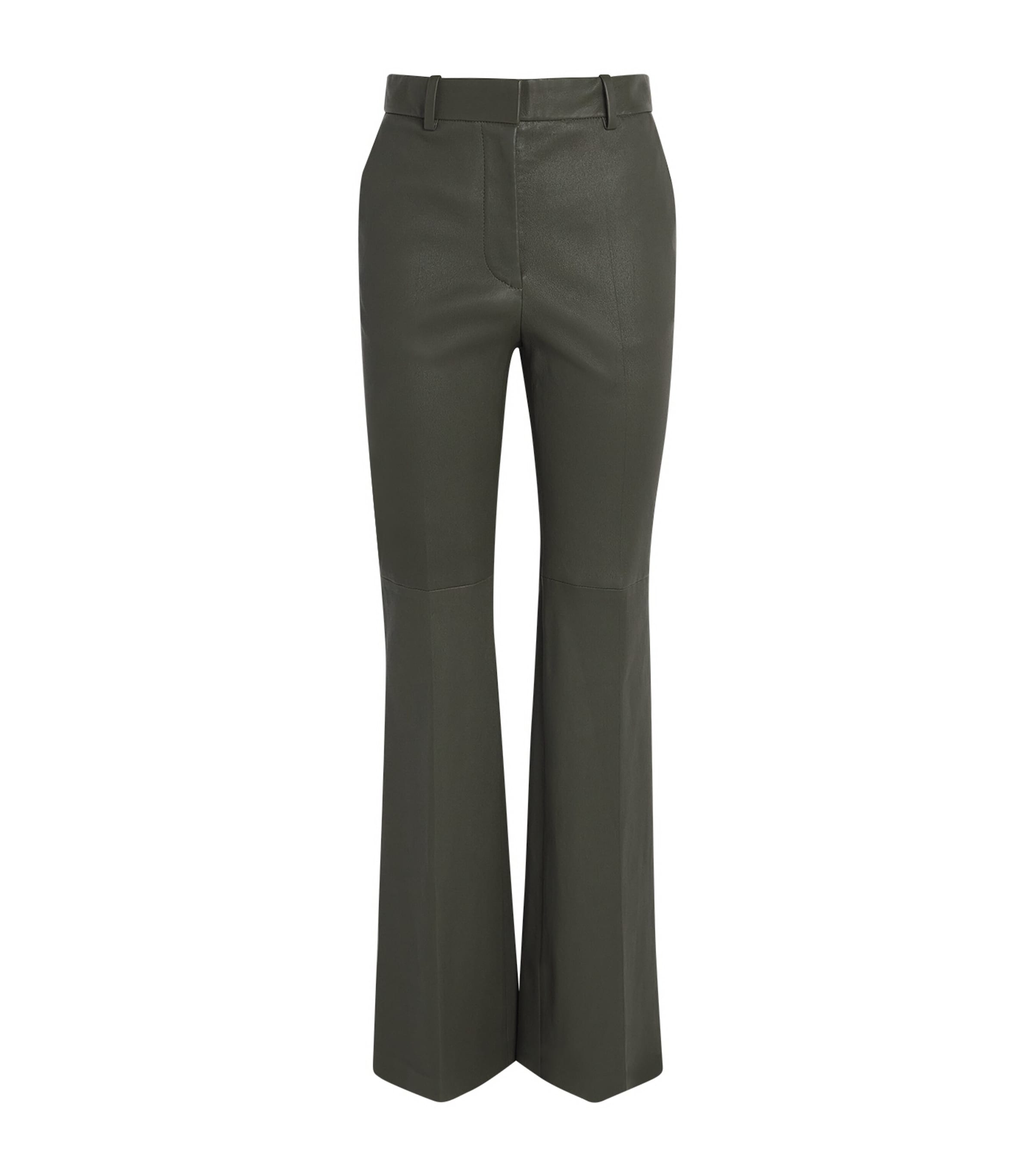 Joseph Womens Tafira Flared Leather Trousers Palm Leaf Image 1