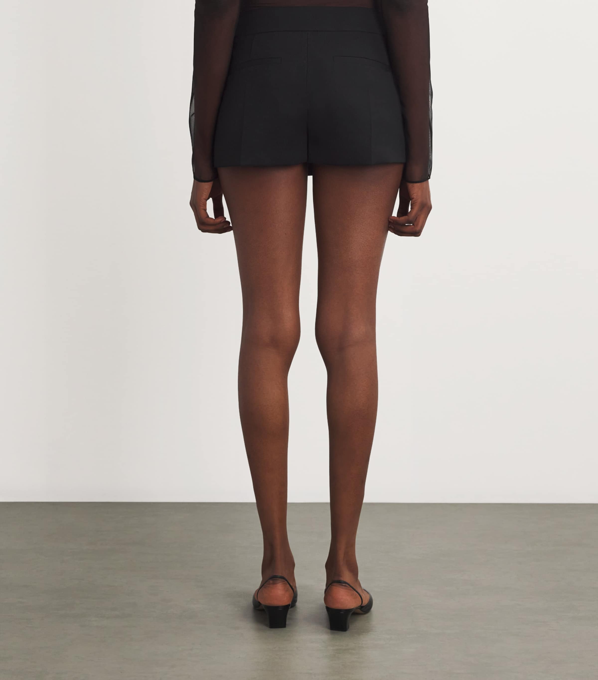 Wool Low-Rise Mini Skort 001BLACK Image 4