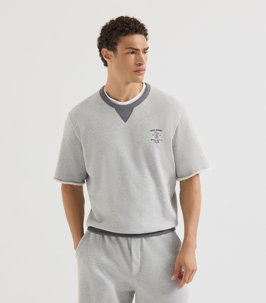 Brunello Cucinelli Mens Cotton Logo Short-Sleeve Sweatshirt Image 2