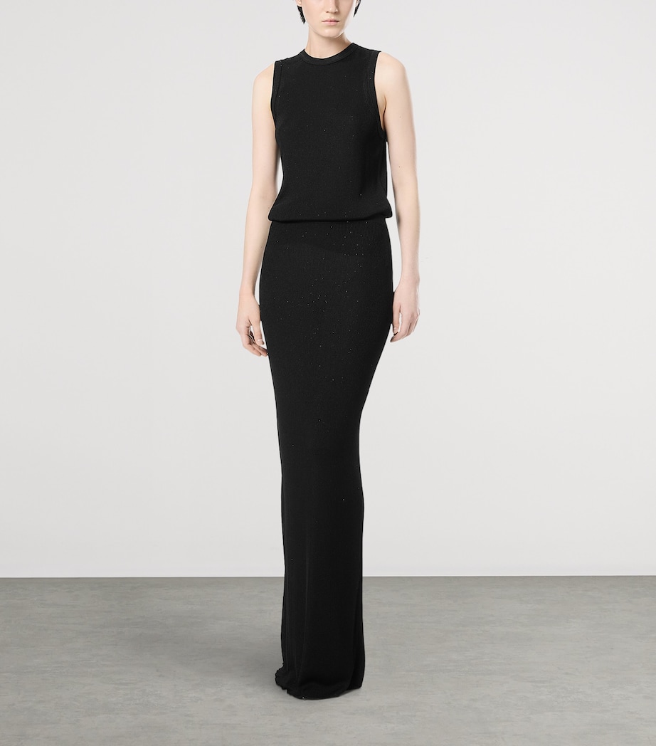 TOM FORD Womens Micro-Sequin Knitted Maxi Skirt Naa Image 2