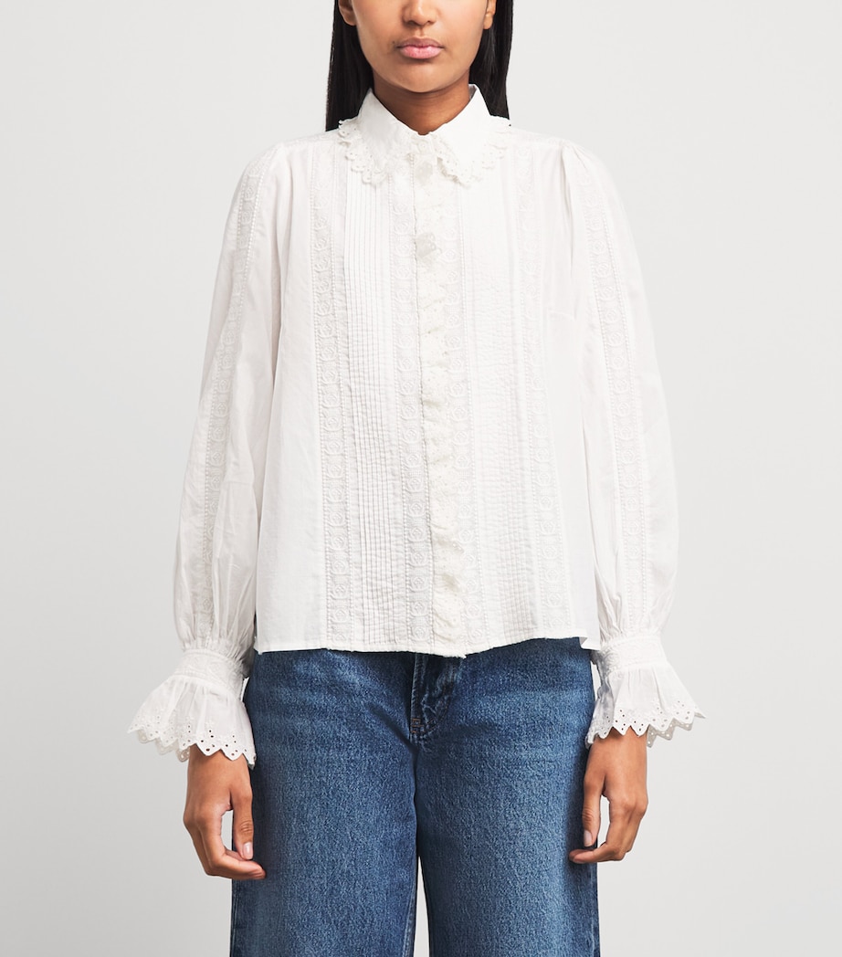 ME+EM Womens Cotton Voile Embroidered Blouse Soft White Image 4