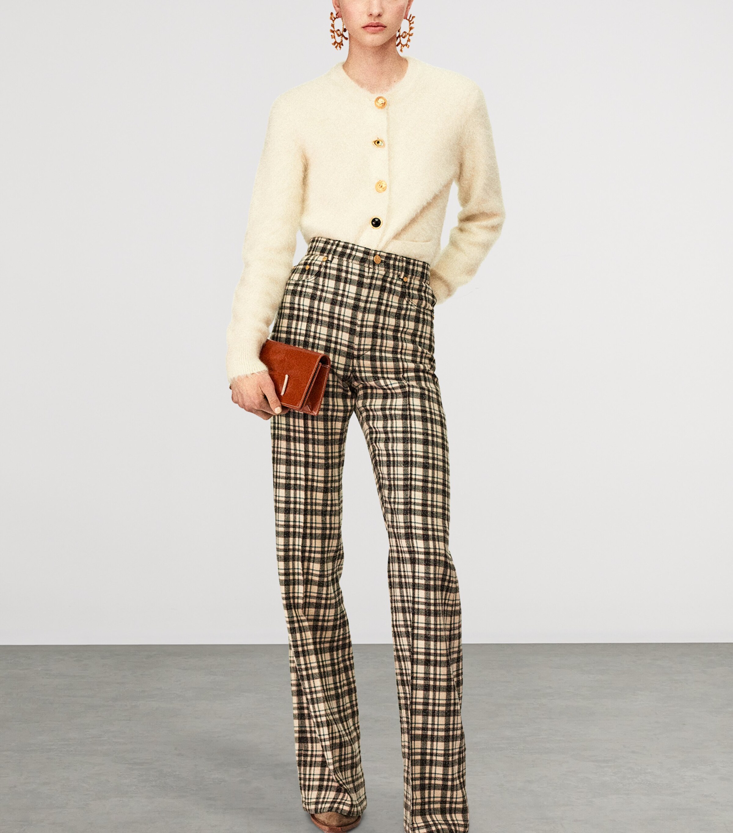 Leather Moulded Mouth Clutch Bag 851 TABAC Image 4