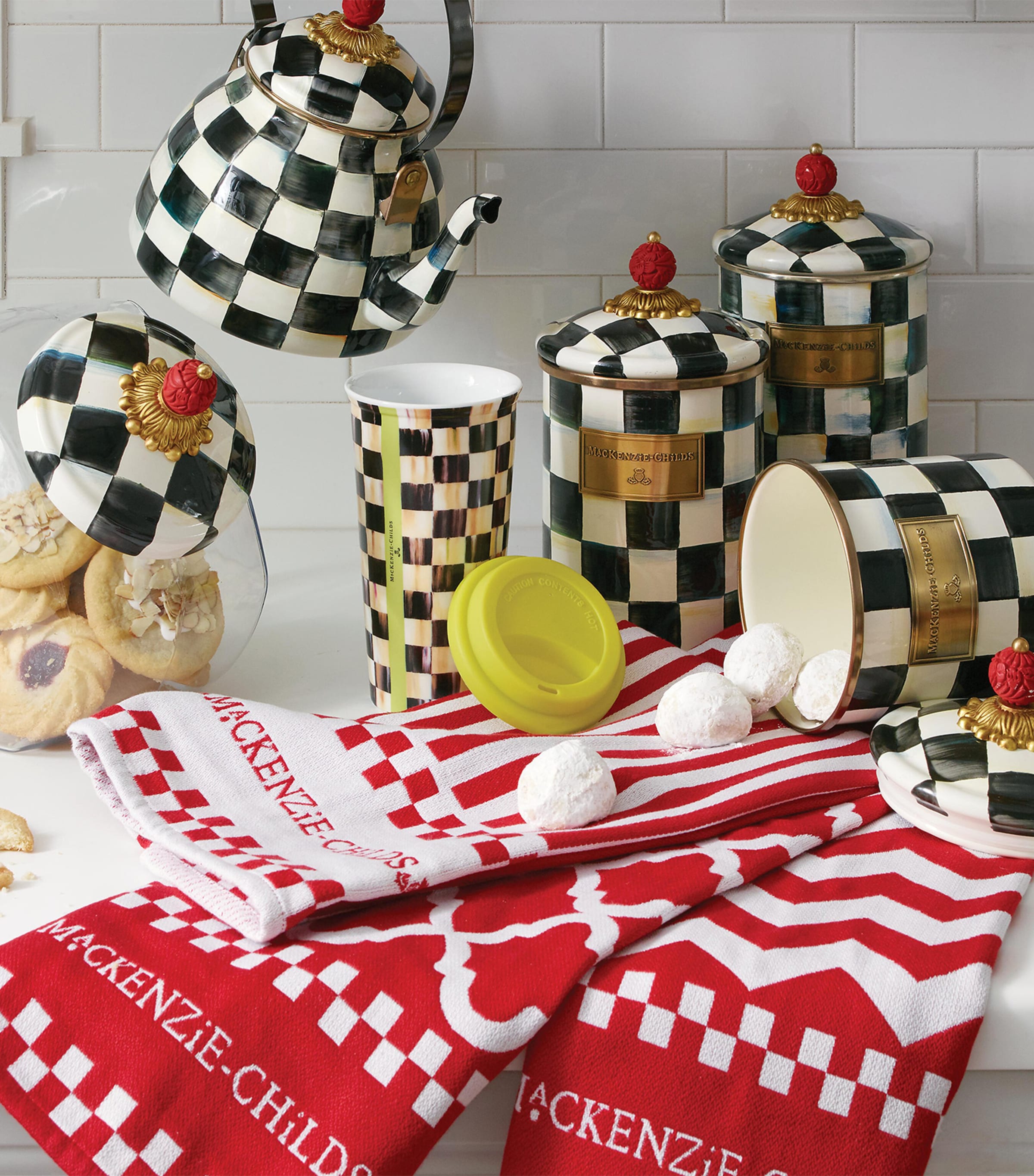 Large Courtly Check Enamel Canister BLACK Image 3