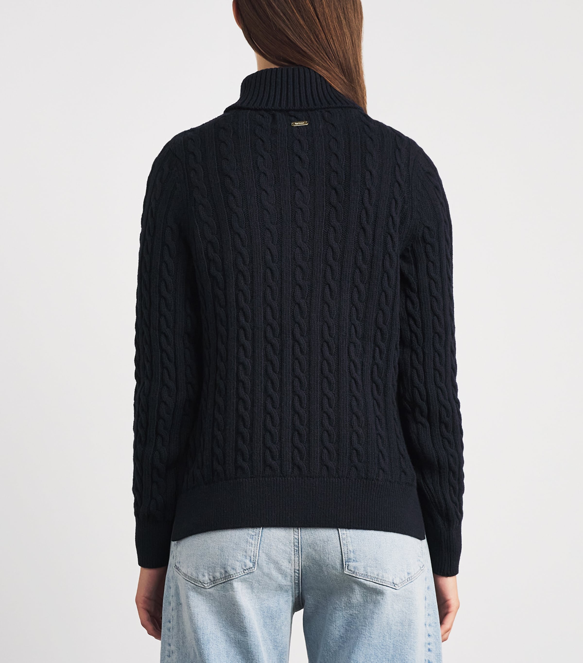 Barbour Womens Wool-Cotton Ambleside Rollneck Sweater Navy Image 5