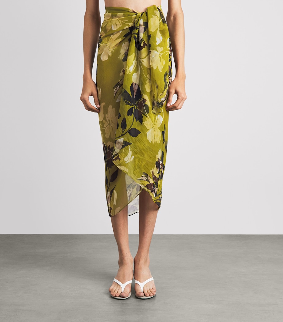 AWAY THAT DAY Womens Santorini Sarong Chartreuse Flr Print Image 4