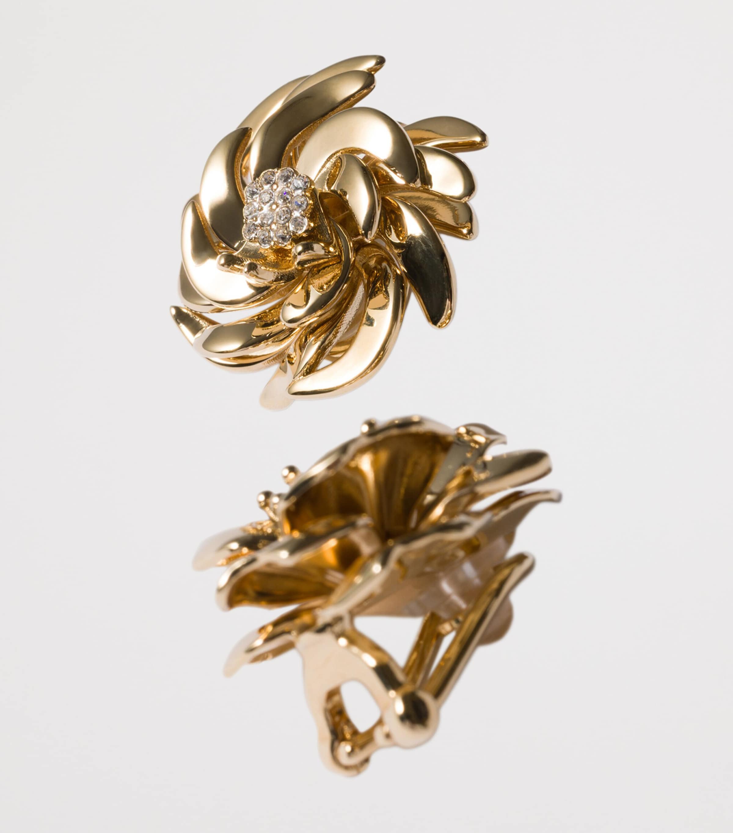 Floral Crystal-Embellished Clip-On Earrings F05F8 Image 3