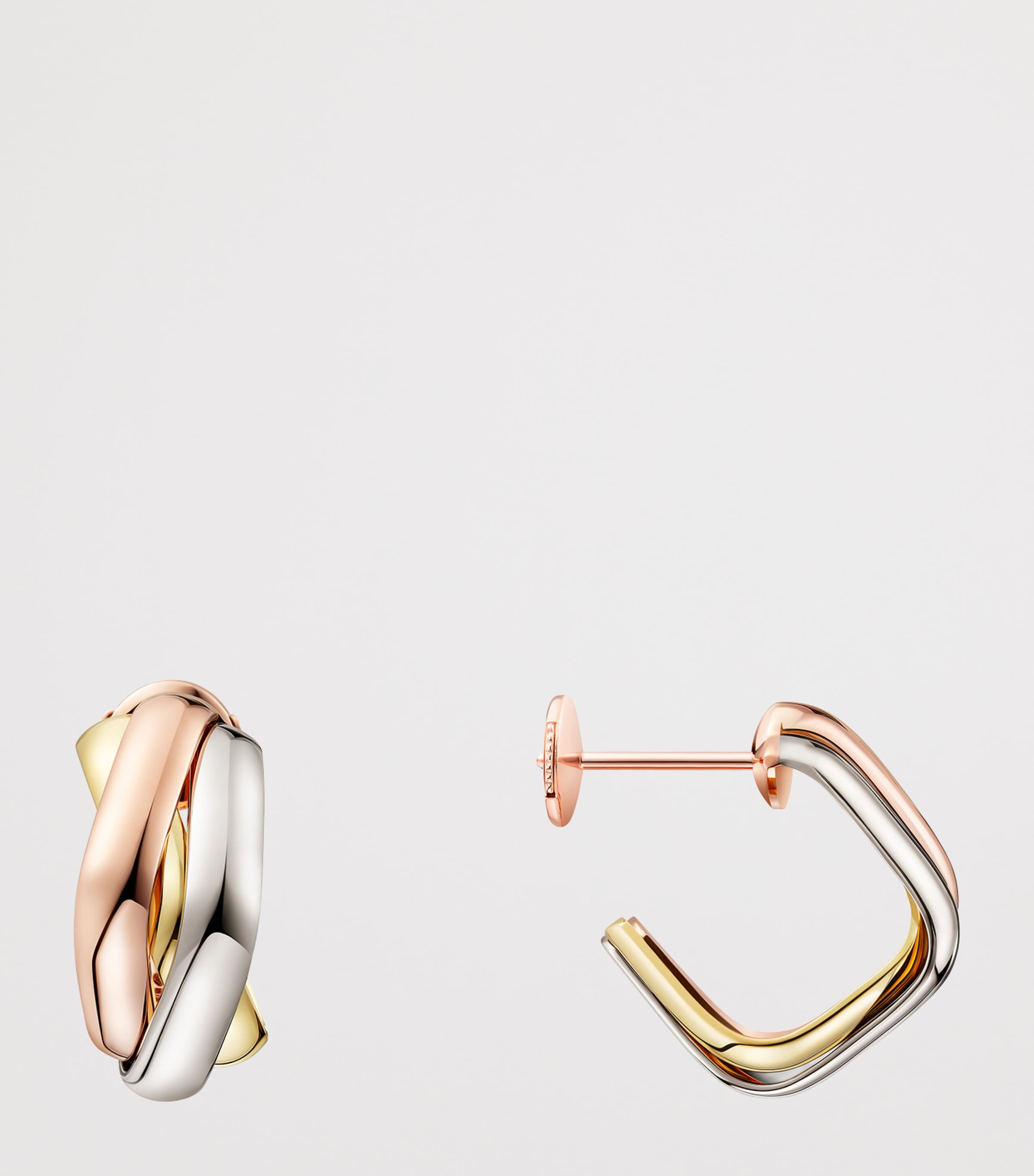 White, Rose and Yellow Gold Trinity Box Earrings WHITE GOLD Image 6