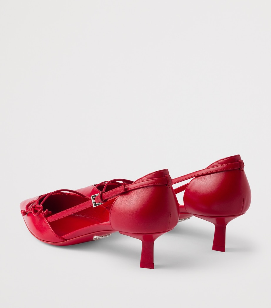 Prada Leather Open-Side Pumps 45 Red Image 5