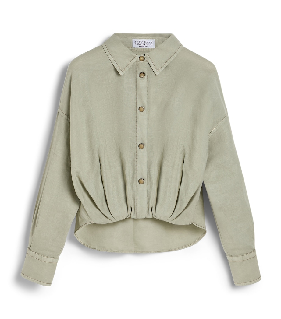 Brunello Cucinelli Kids Linen-Cotton Cinched Shirt (4-6 Years) Image 1