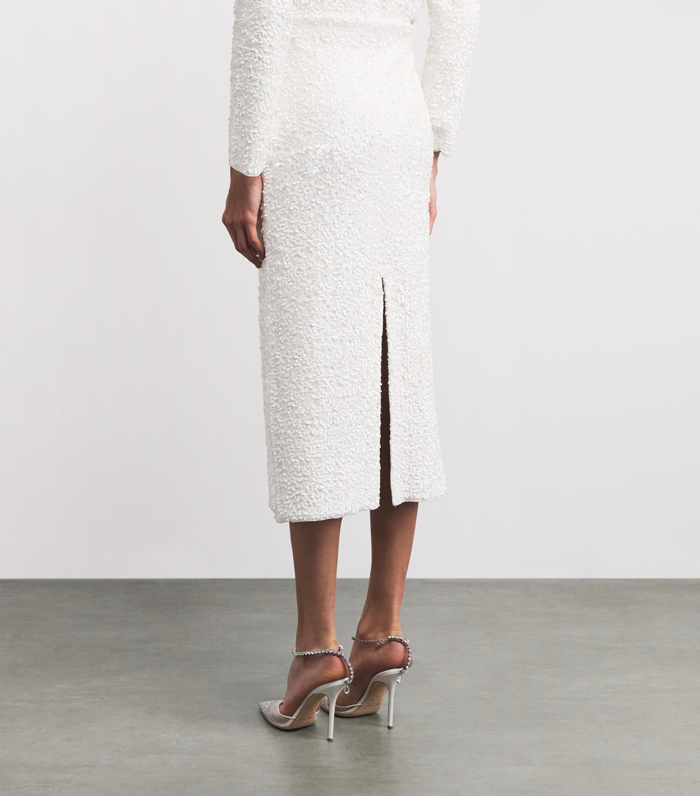 Adam Lippes Womens Sequin Knit Leto Midi Skirt Ivory Image 5