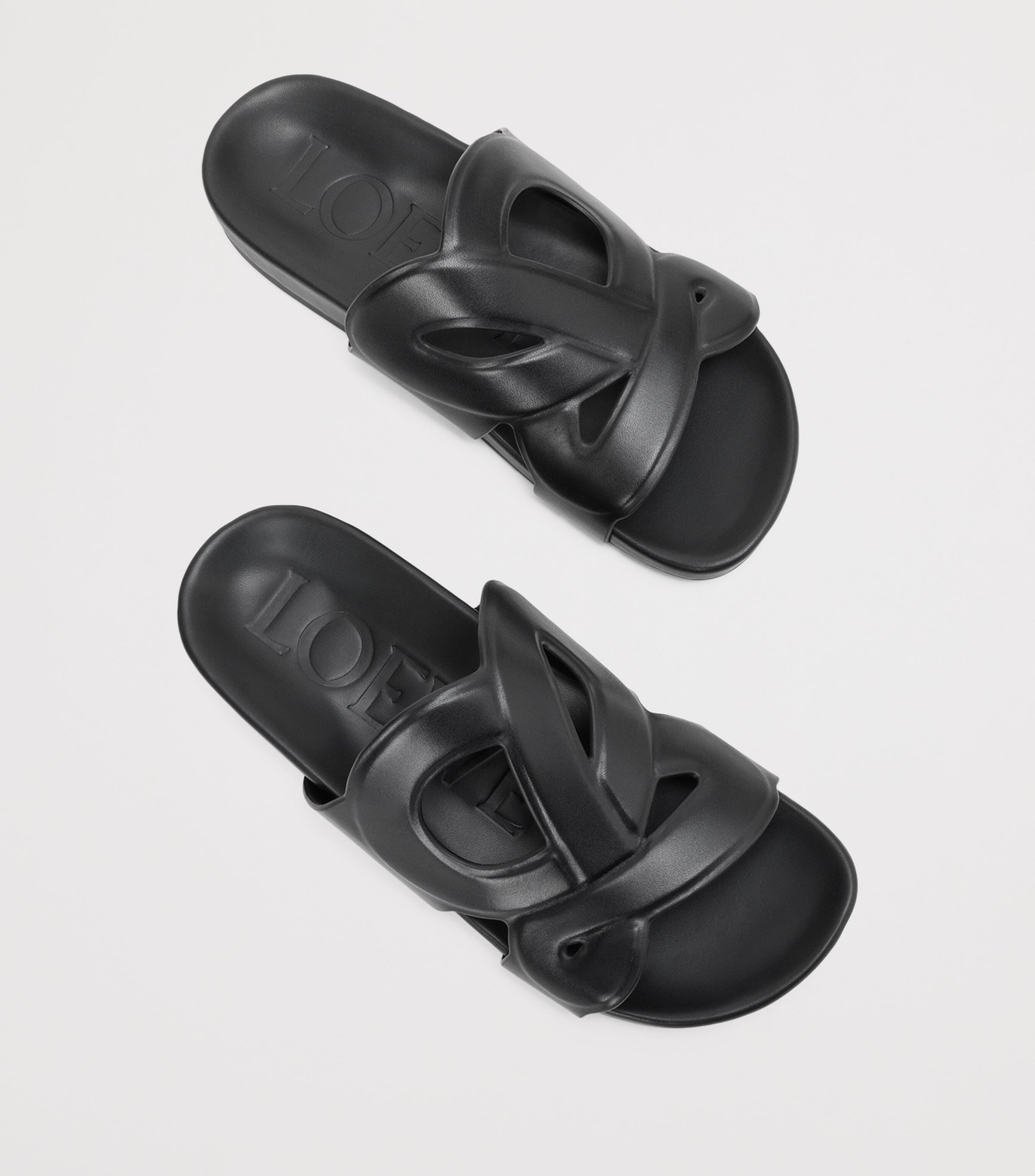 LOEWE Black x Paula's Ibiza Leather Monogram Ease Slides | Harrods UK