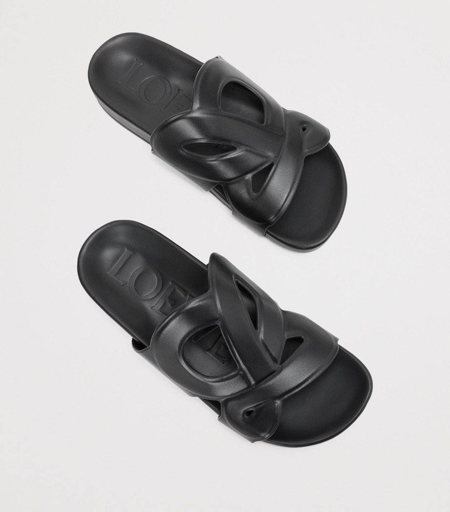 LOEWE x Paula's Ibiza Leather Monogram Ease Slides Black Image 4