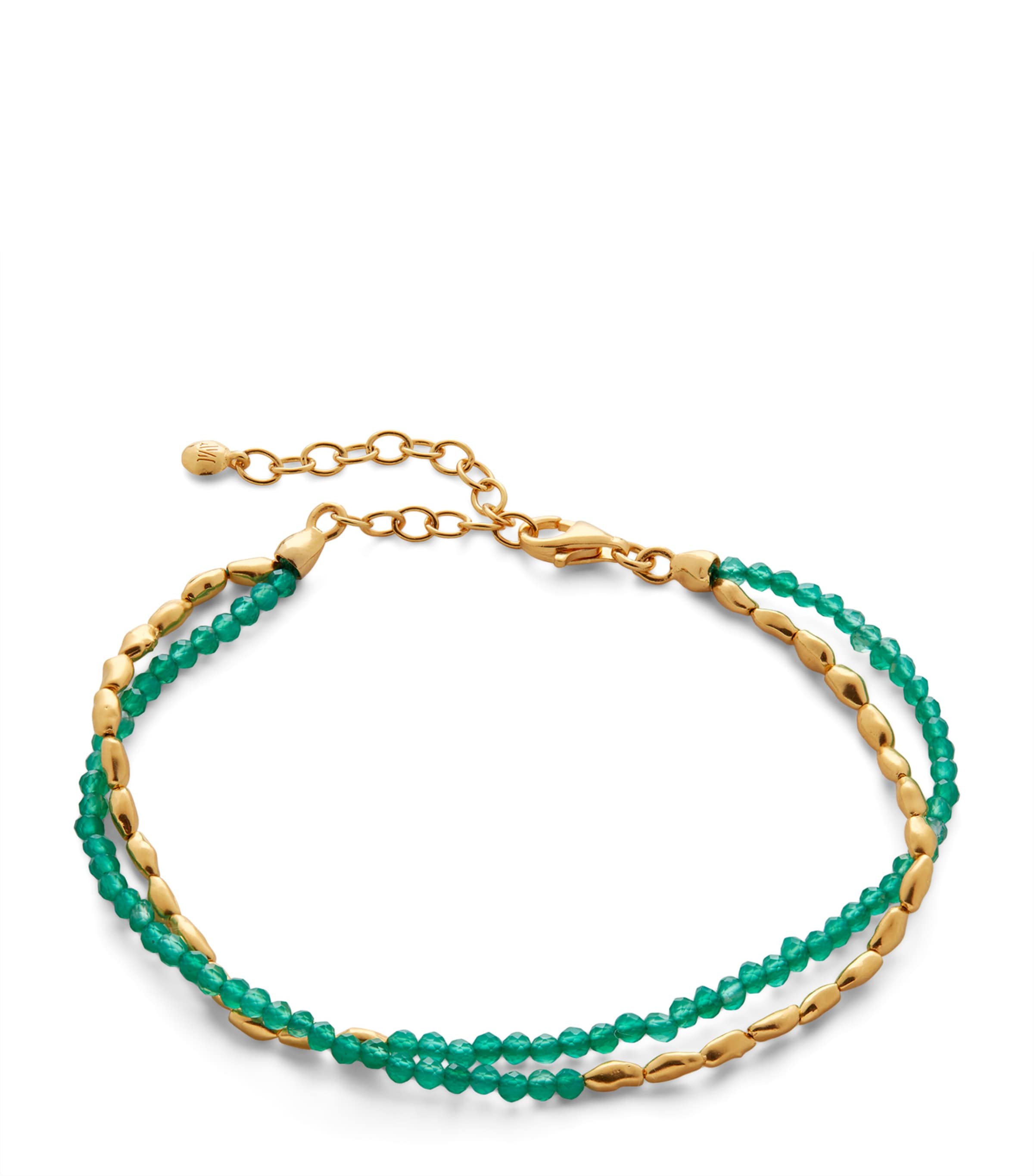 Monica Vinader Gold Vermeil And Green Onyx Mini Nugget Beaded Bracelet In Gold