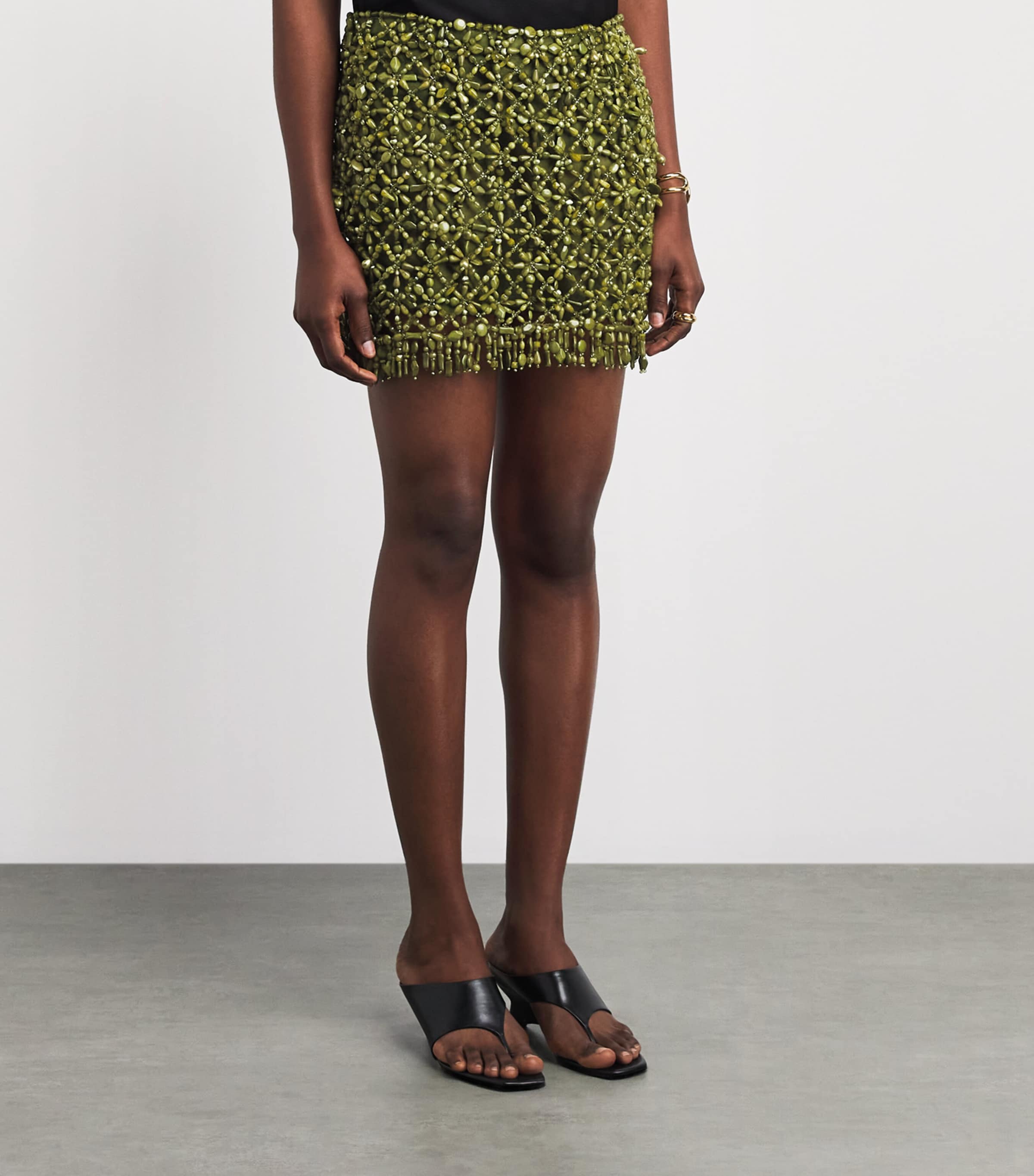 Cult Gaia Womens Silk Embellished Idalia Mini Skirt Deep Pasture Image 4