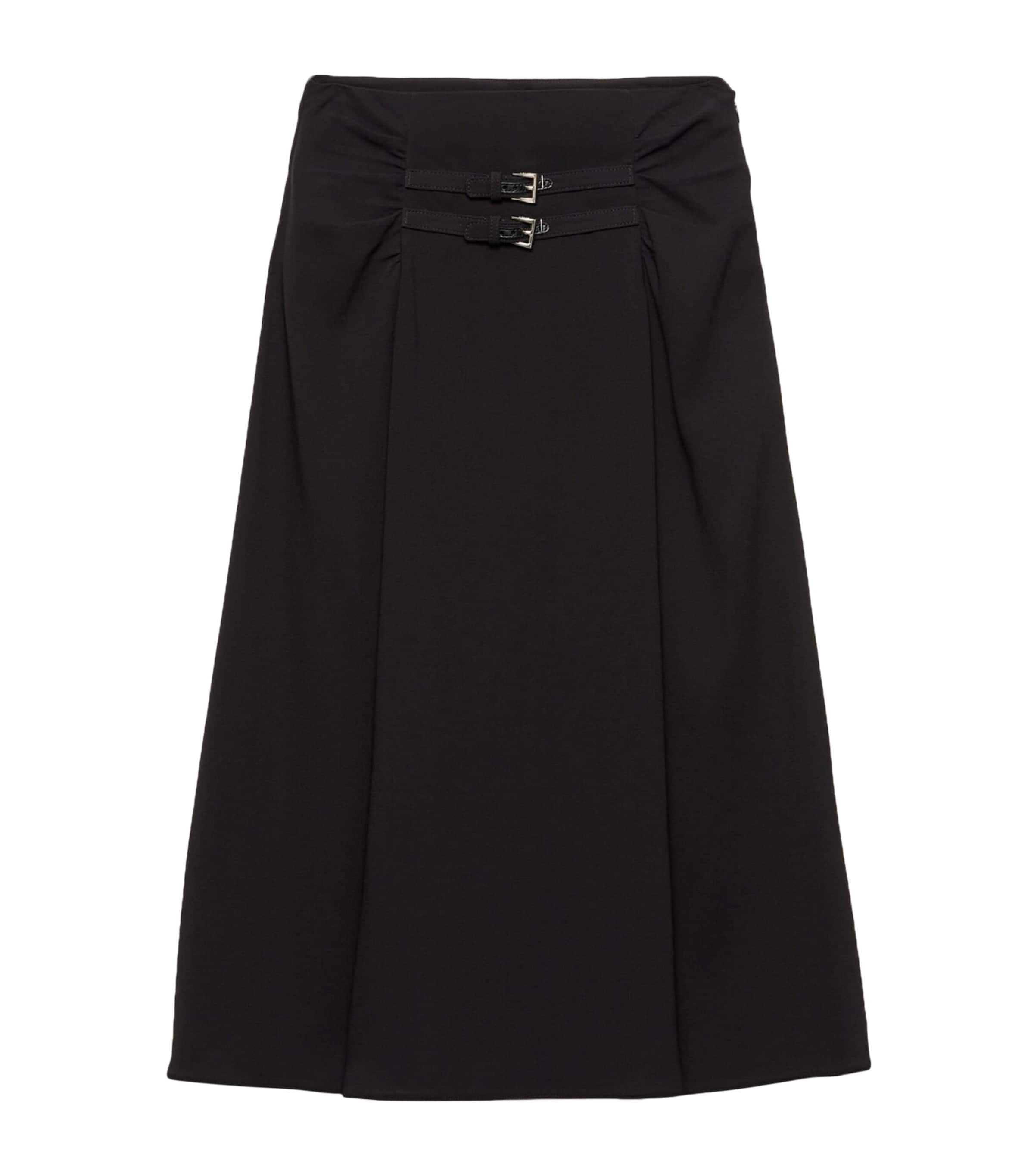 Prada Sable Flared Midi Skirt In Nero