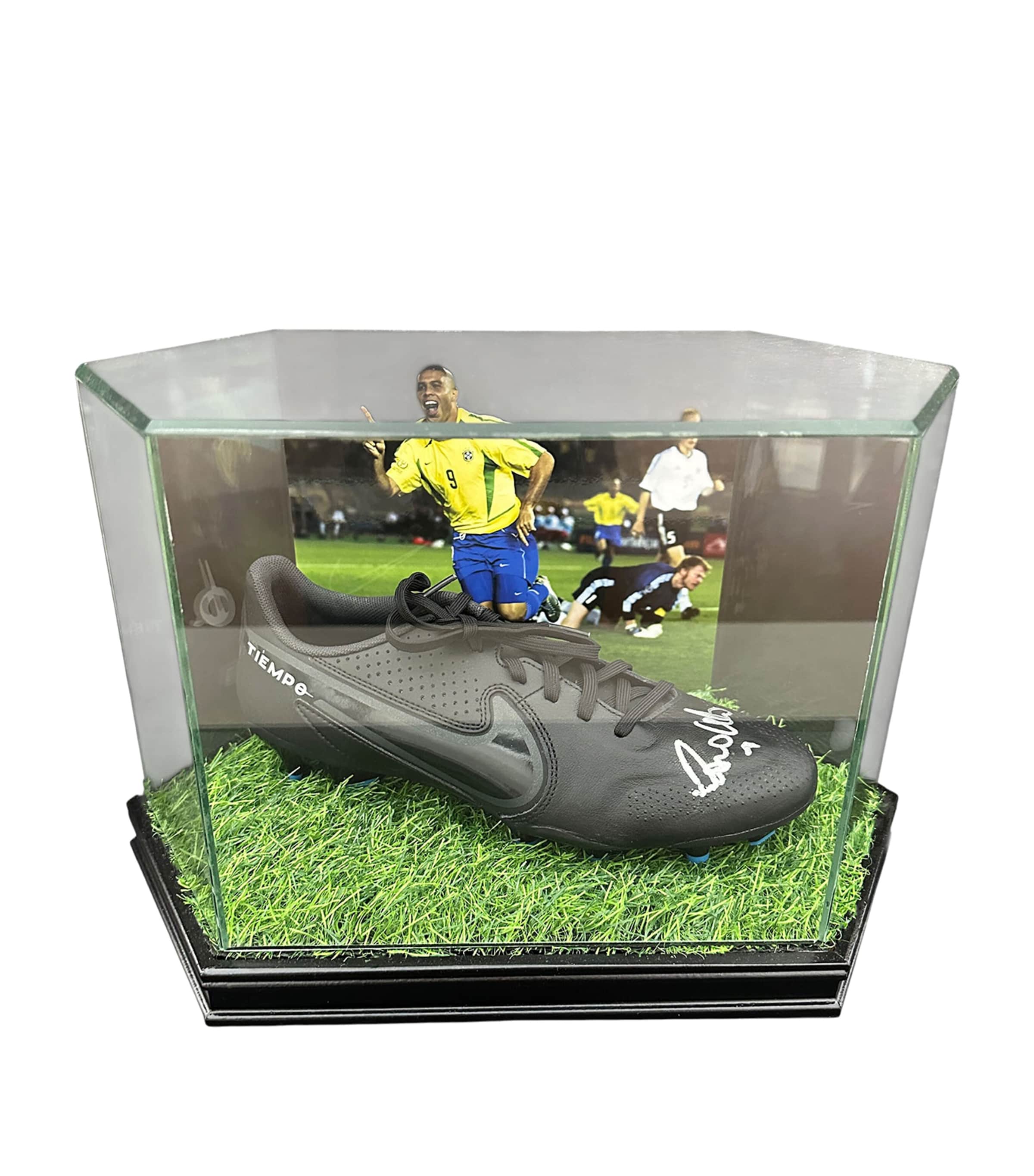 Leipzig Galleries Autographed Ronaldinho Gaúcho Football Boot Display Image 1