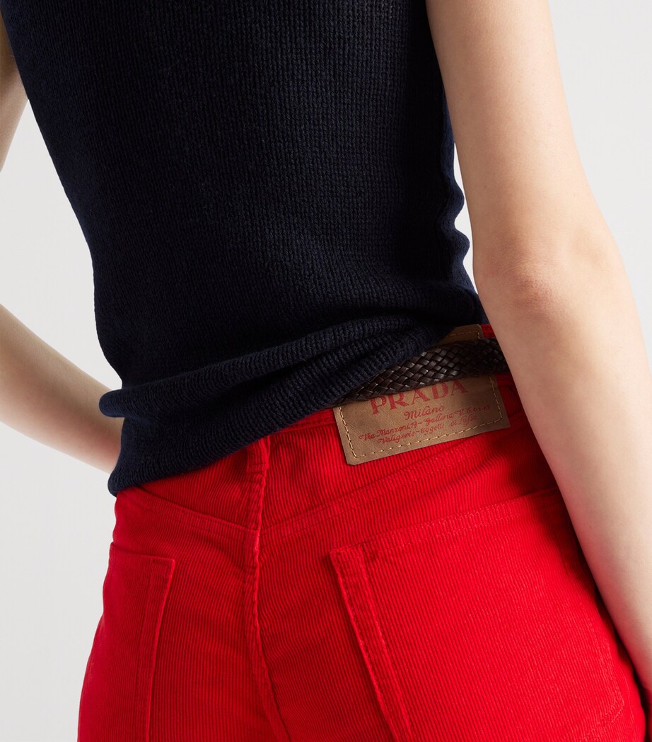 Corduroy Straight Trousers F01BW Image 5