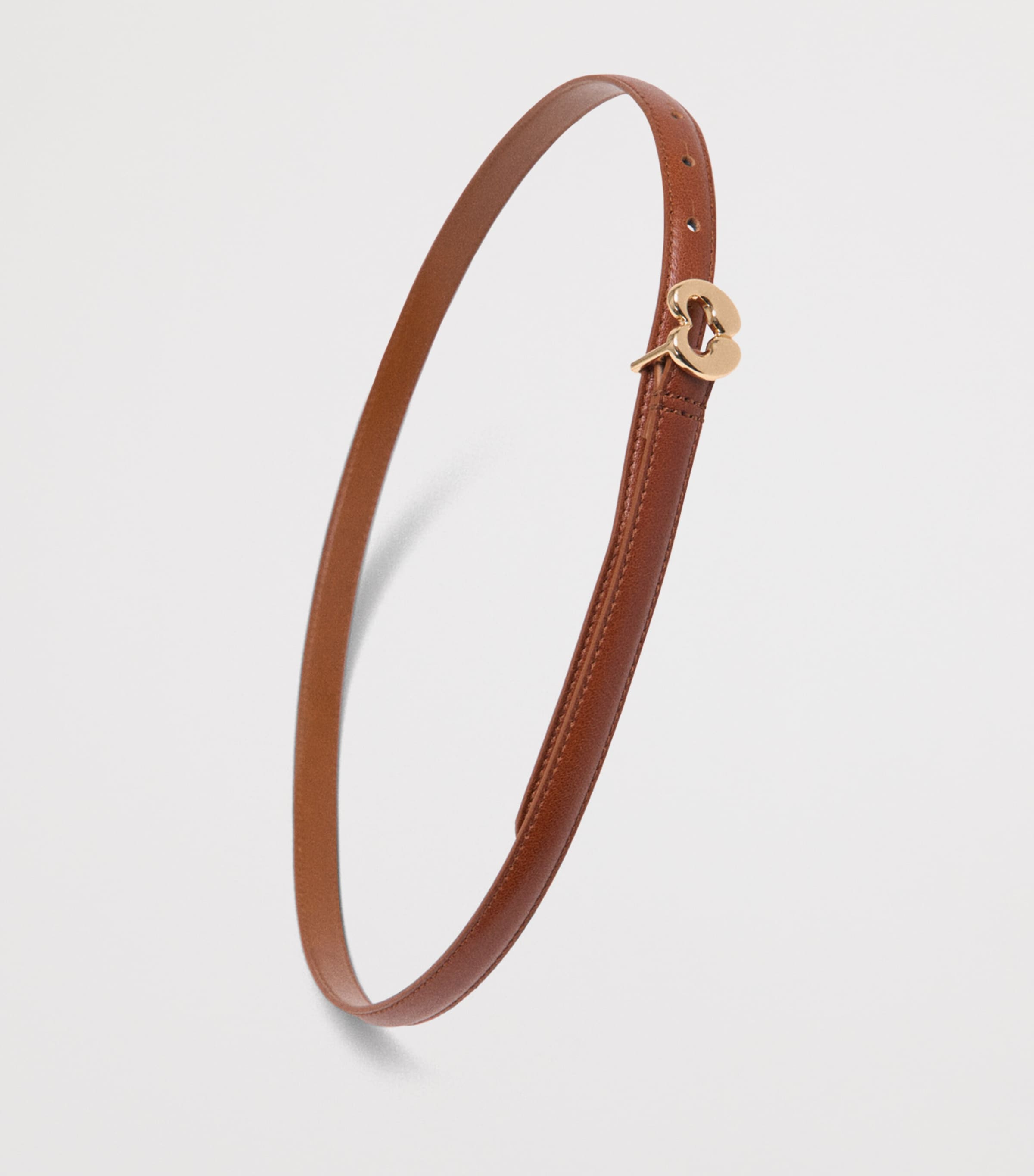 Maje Leather Slim Belt Tobacco Image 2