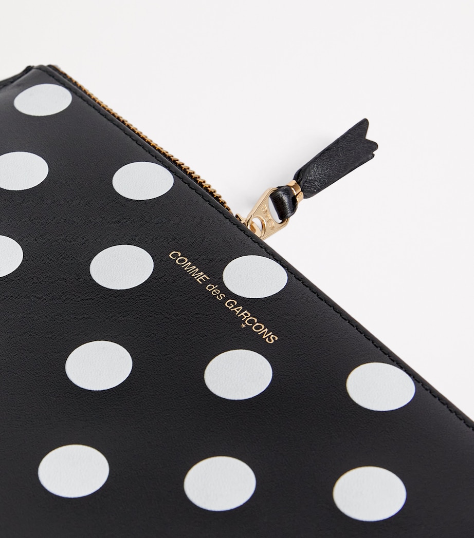 Large Leather Polka-Dot Zipped Pouch BLACK Image 5