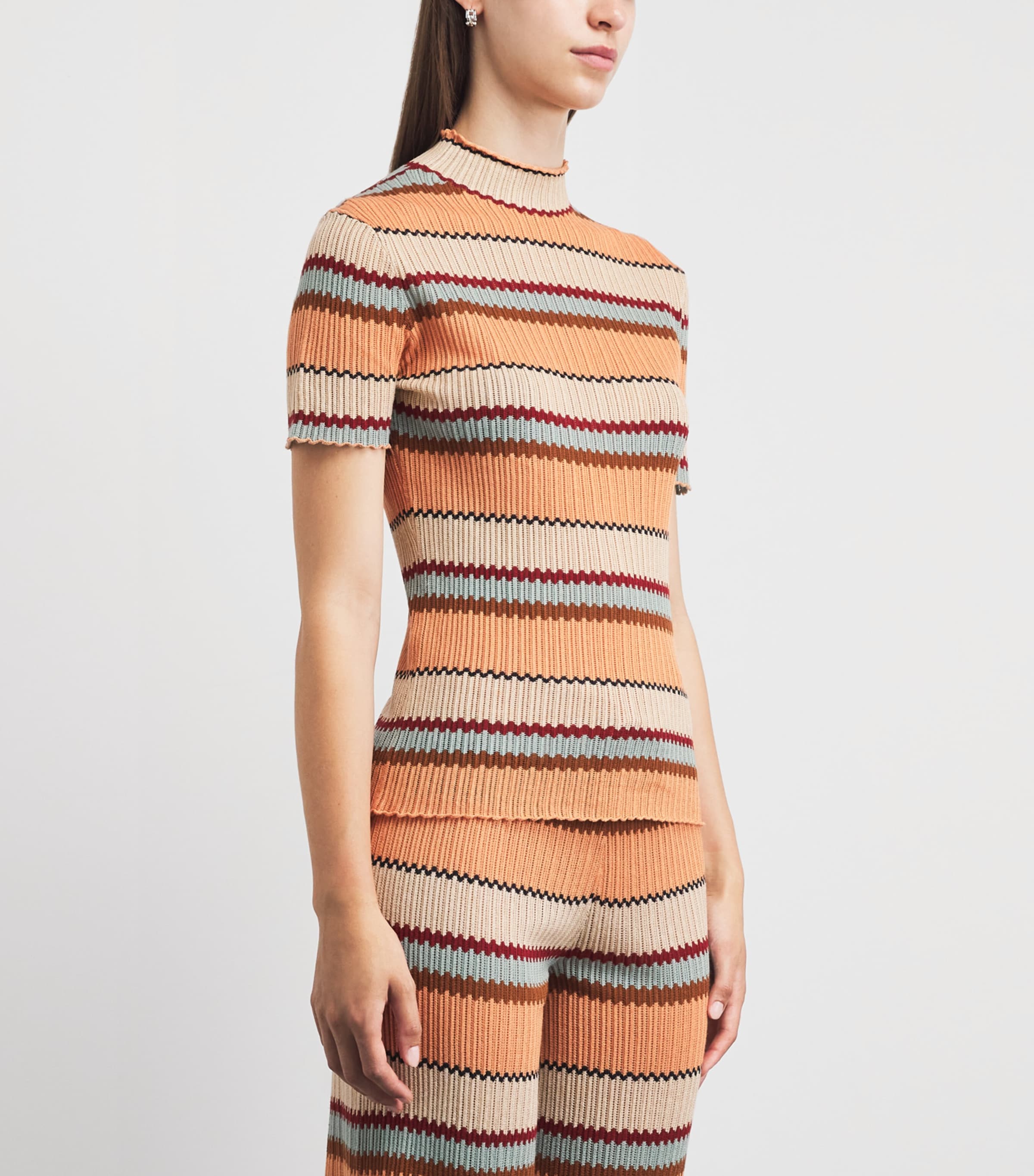 Guest In Residence Womens Linen-Silk Stripe Palazzo T-Shirt Nectar Combo Nctrco Image 4